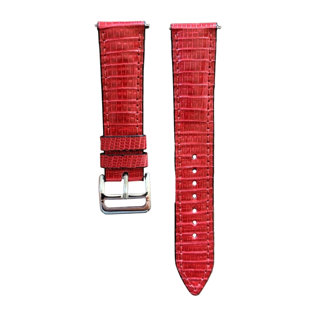 Lizard Leather Watch Strap - Red