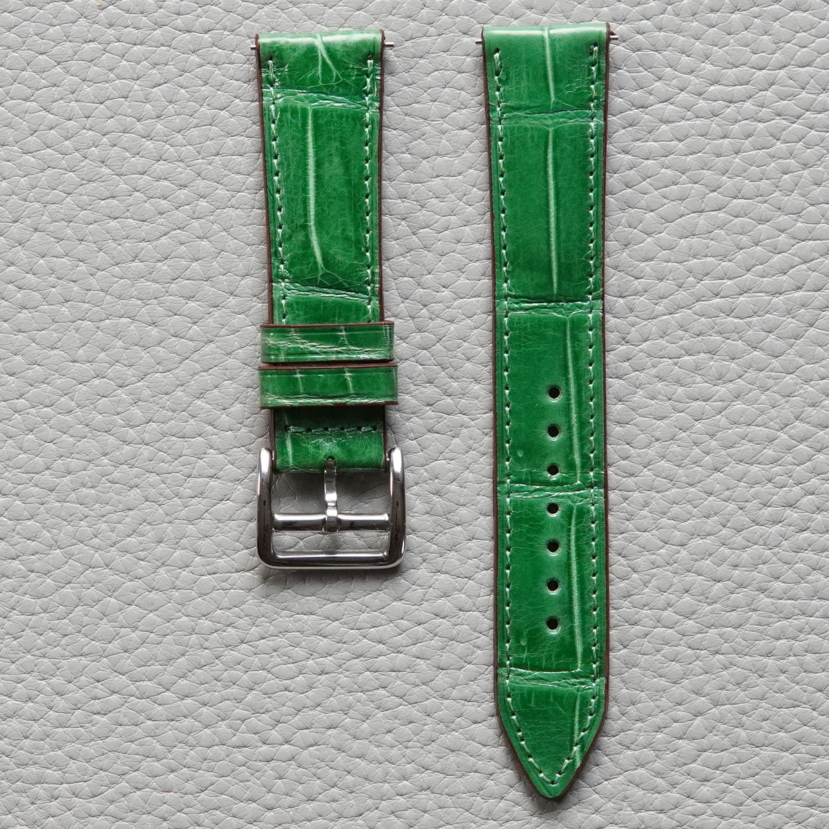 Genuine Croc. Leather Watch Strap / Green