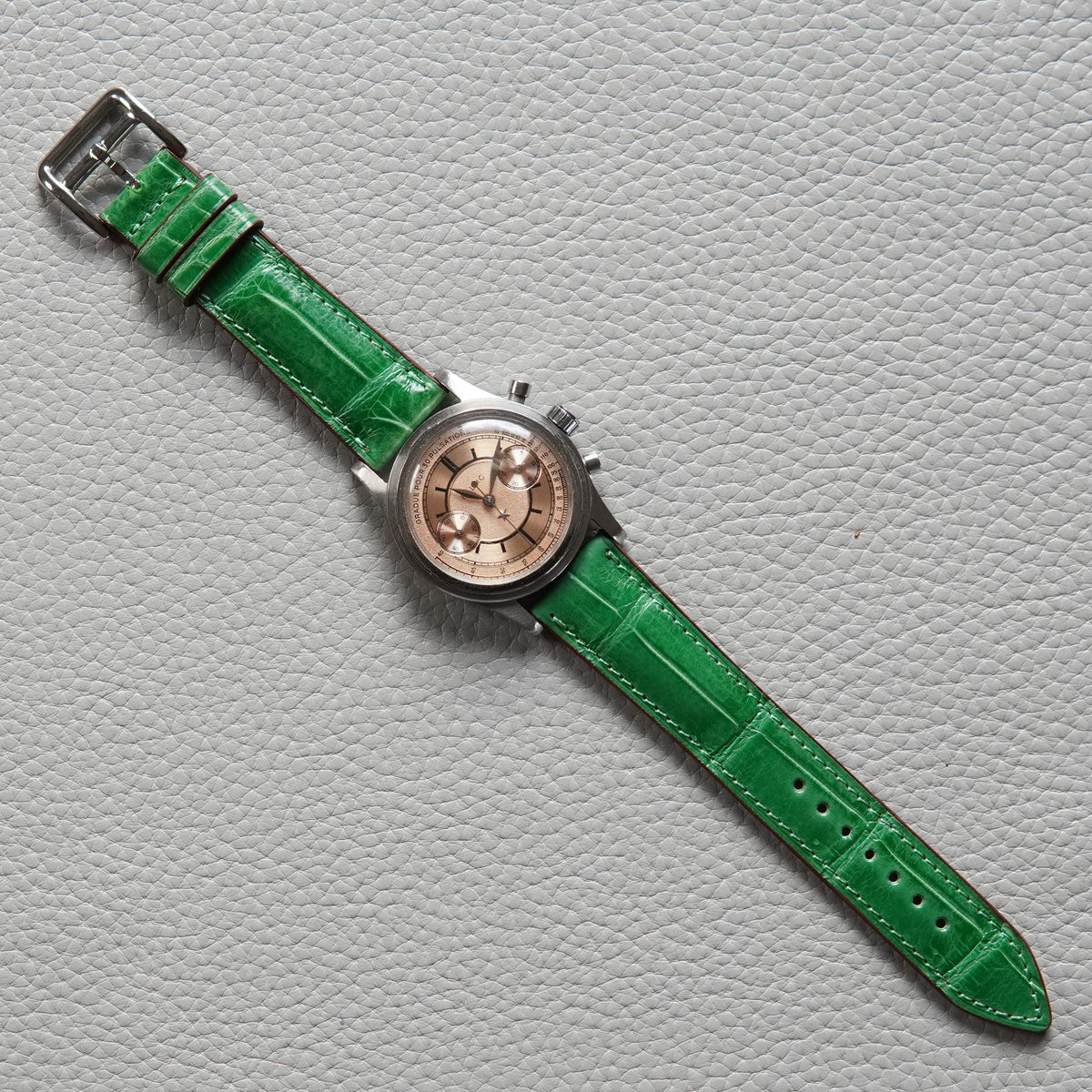 Genuine Croc. Leather Watch Strap / Green