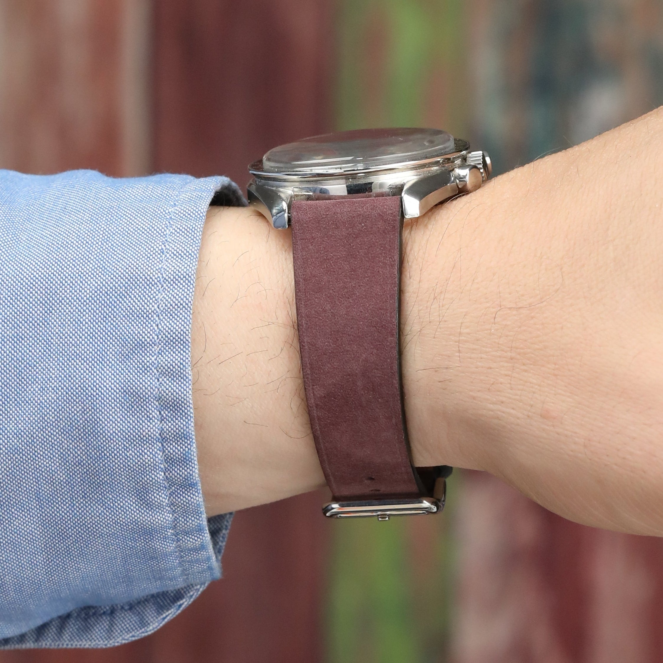 Nubuck Slim Leather Watch Strap