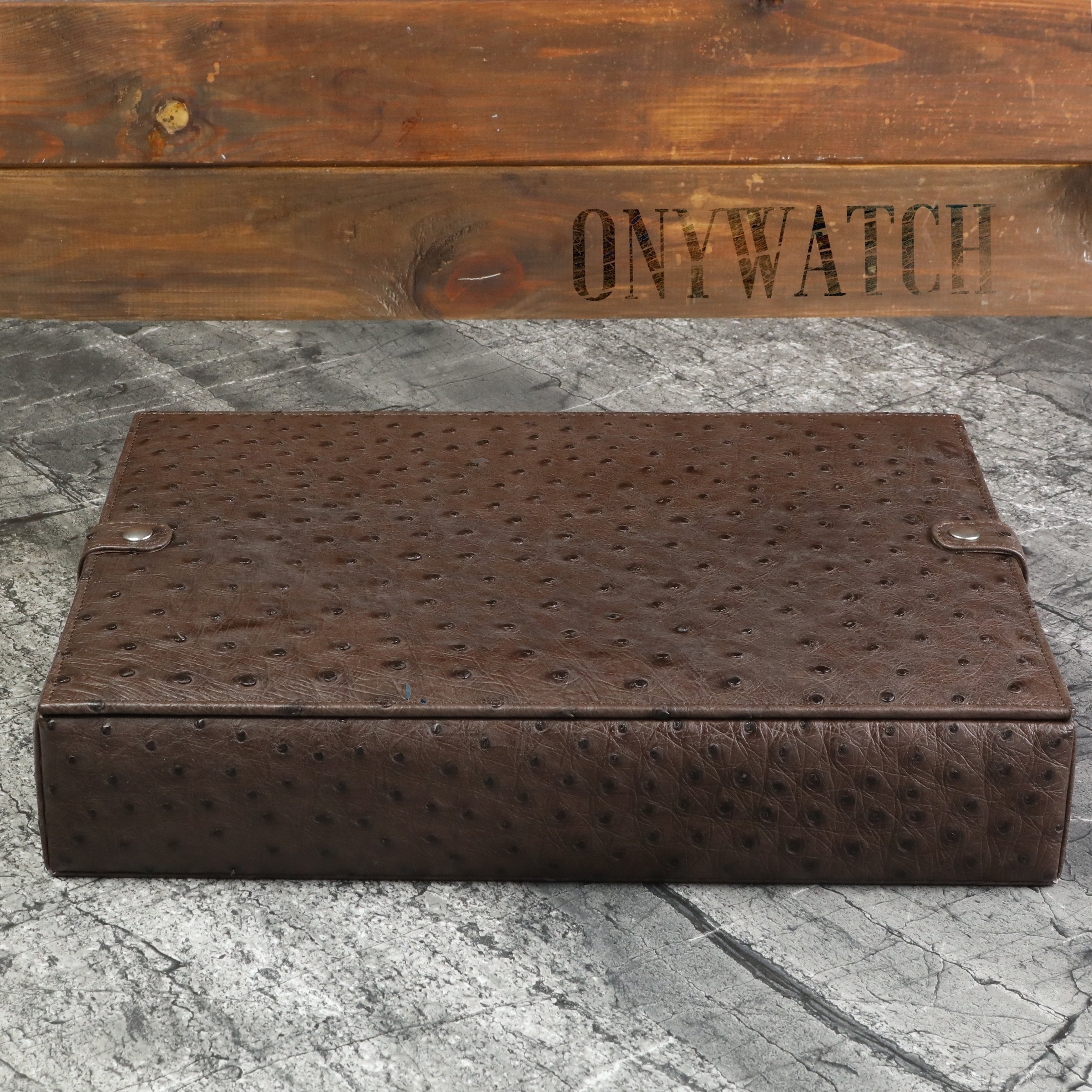 Ostrich Leather Watch Box for 15 / Brown