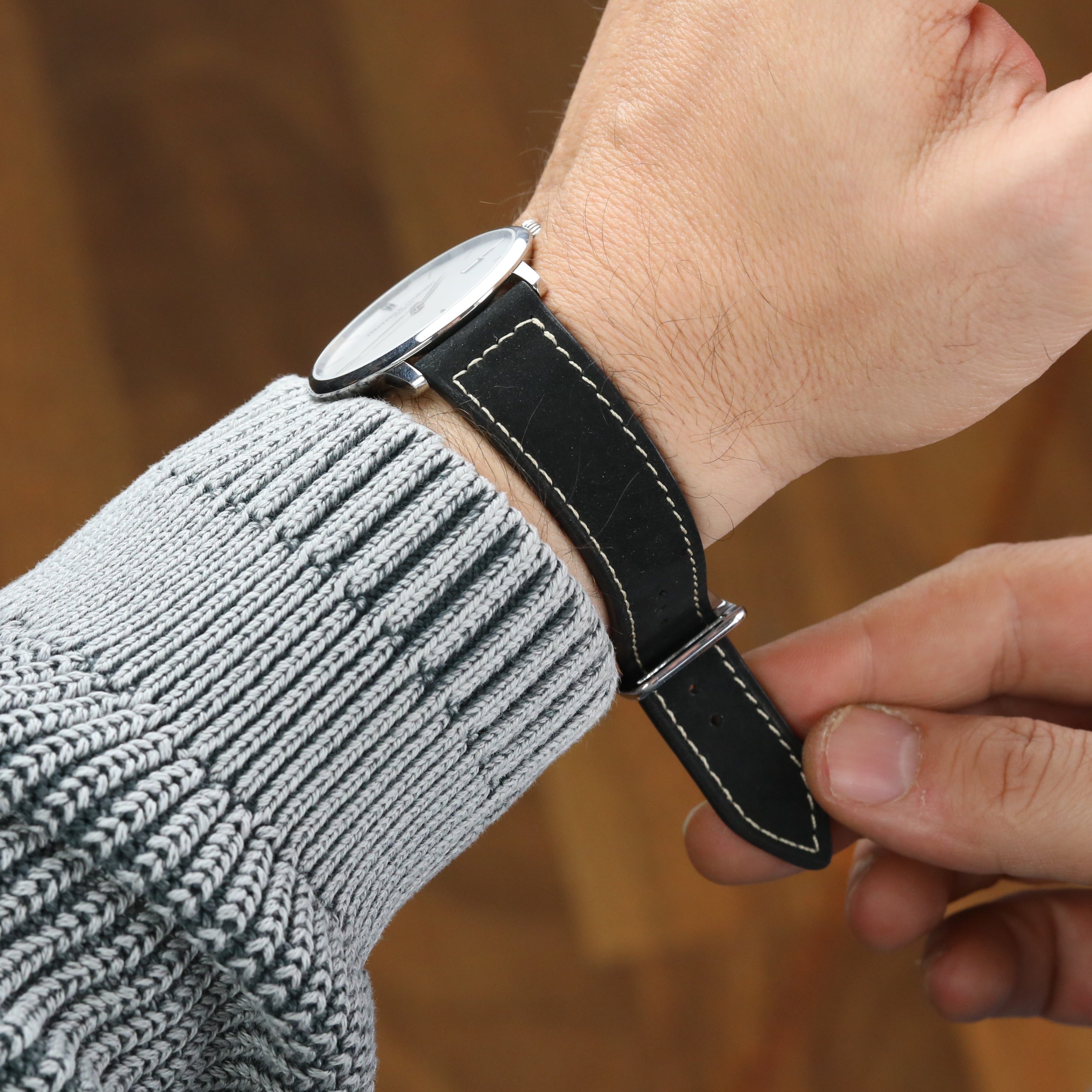 Nubuck Leather Strap - Black