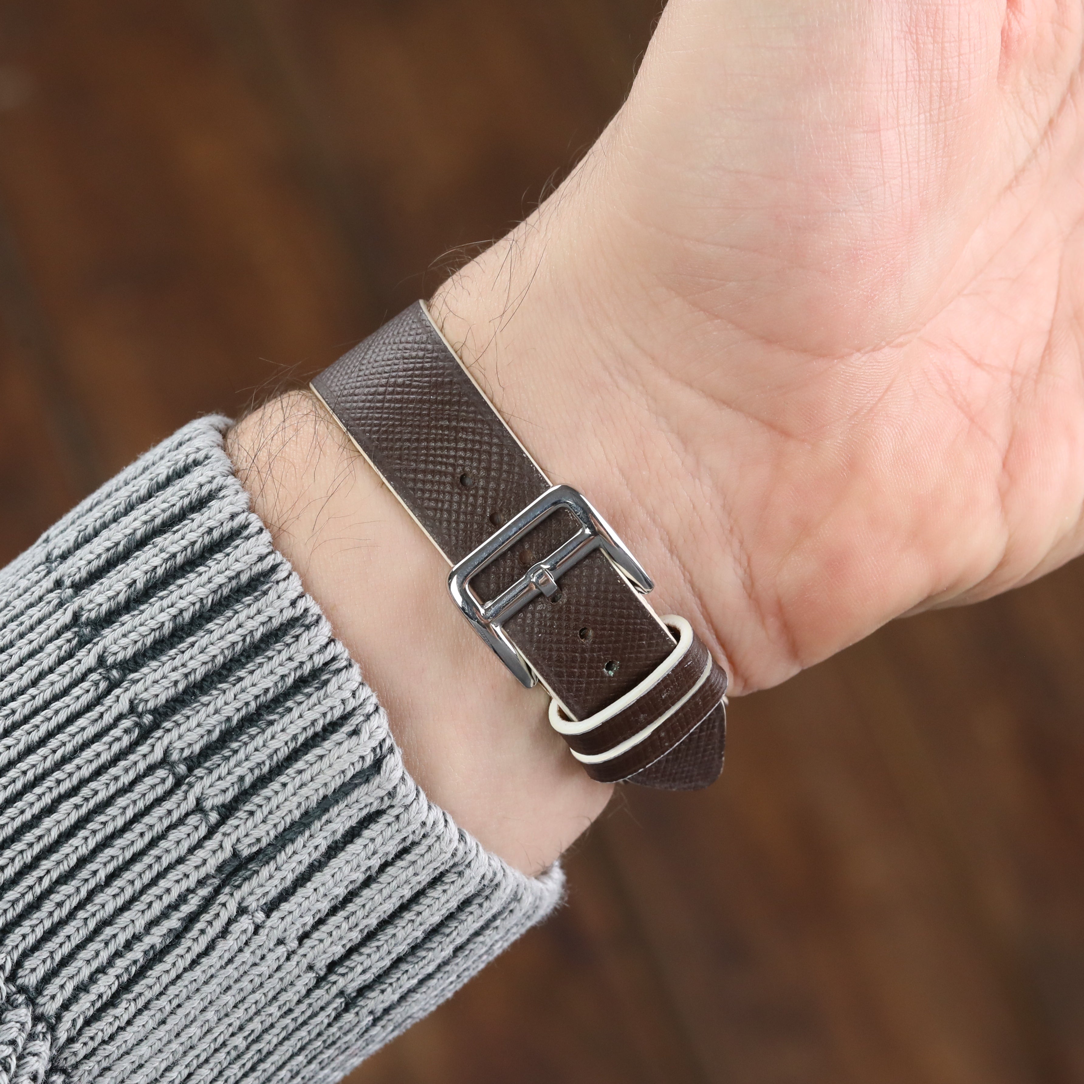 Apple Watch Compatible Leather Strap - Brown