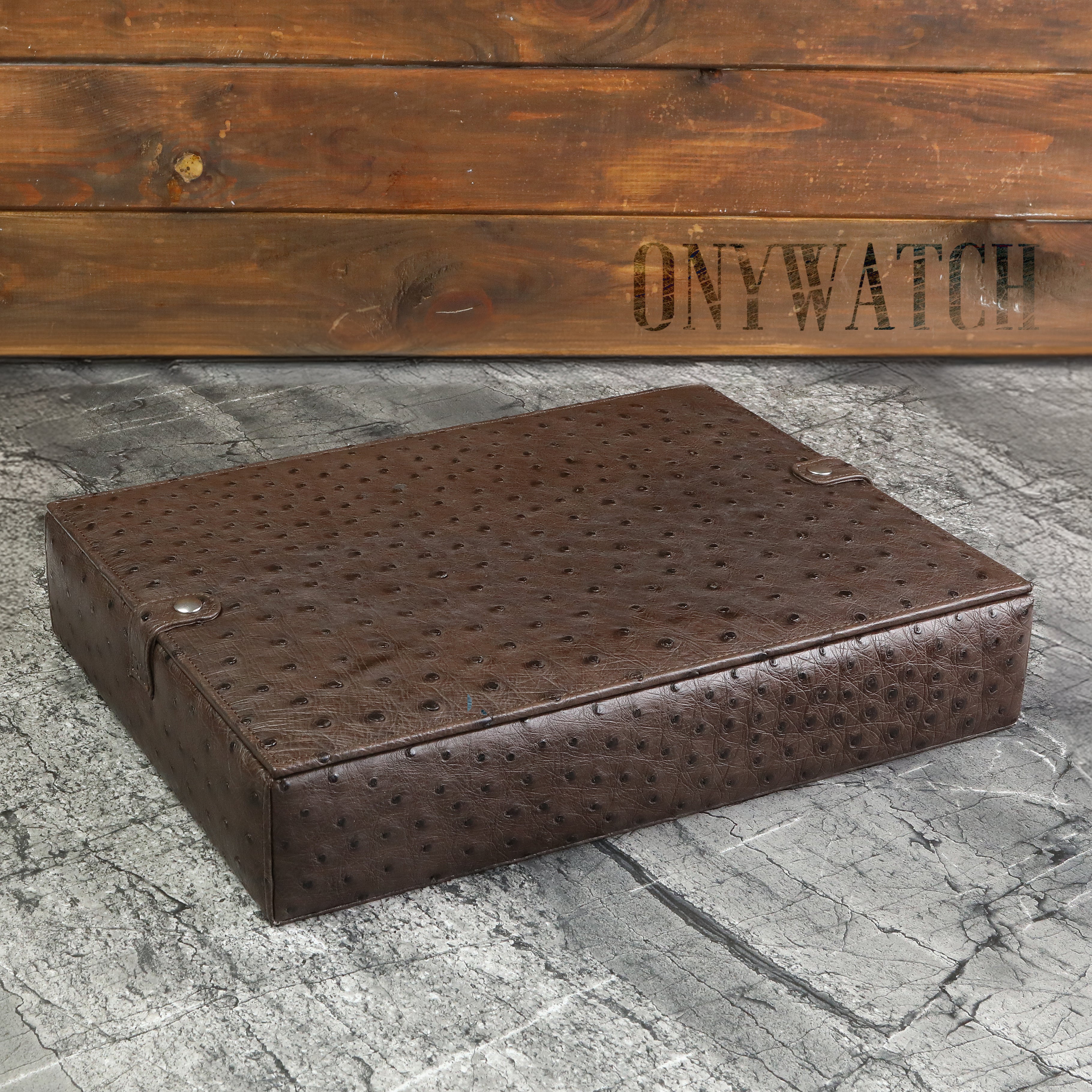 Ostrich Leather Watch Box for 15 / Brown