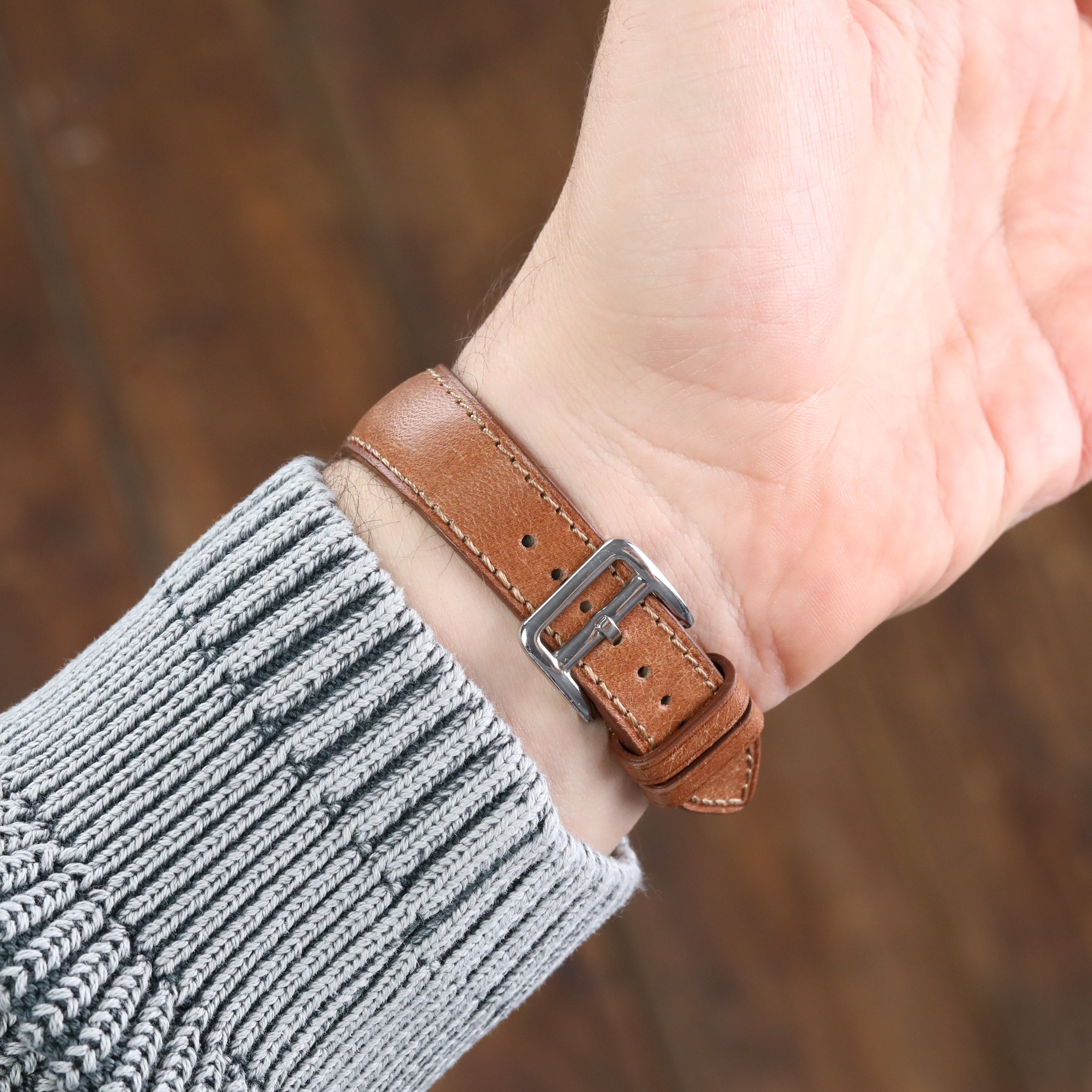 Apple Watch Compatible Leather Strap - L. Brown