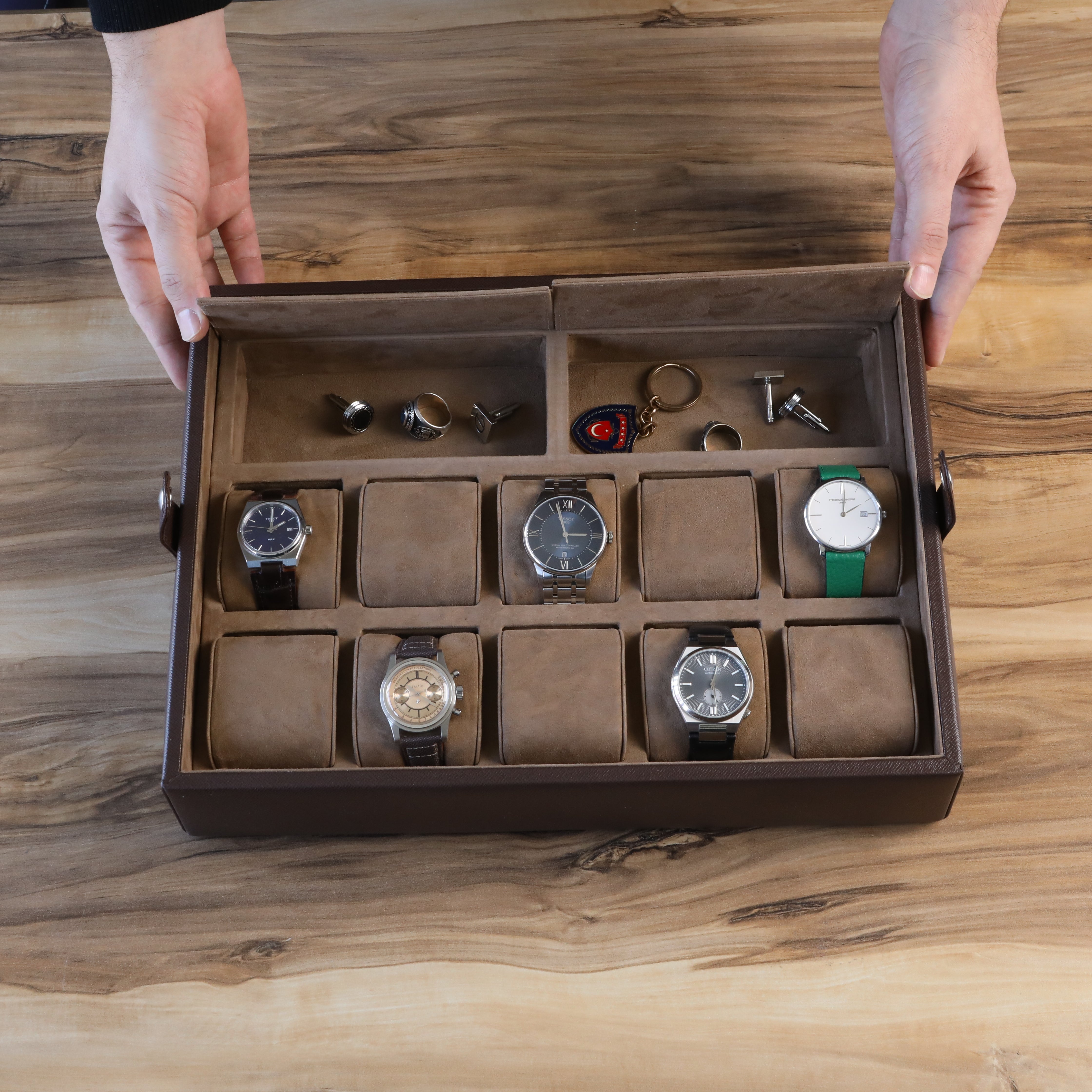 Leather Watch Box for 10 / Brown