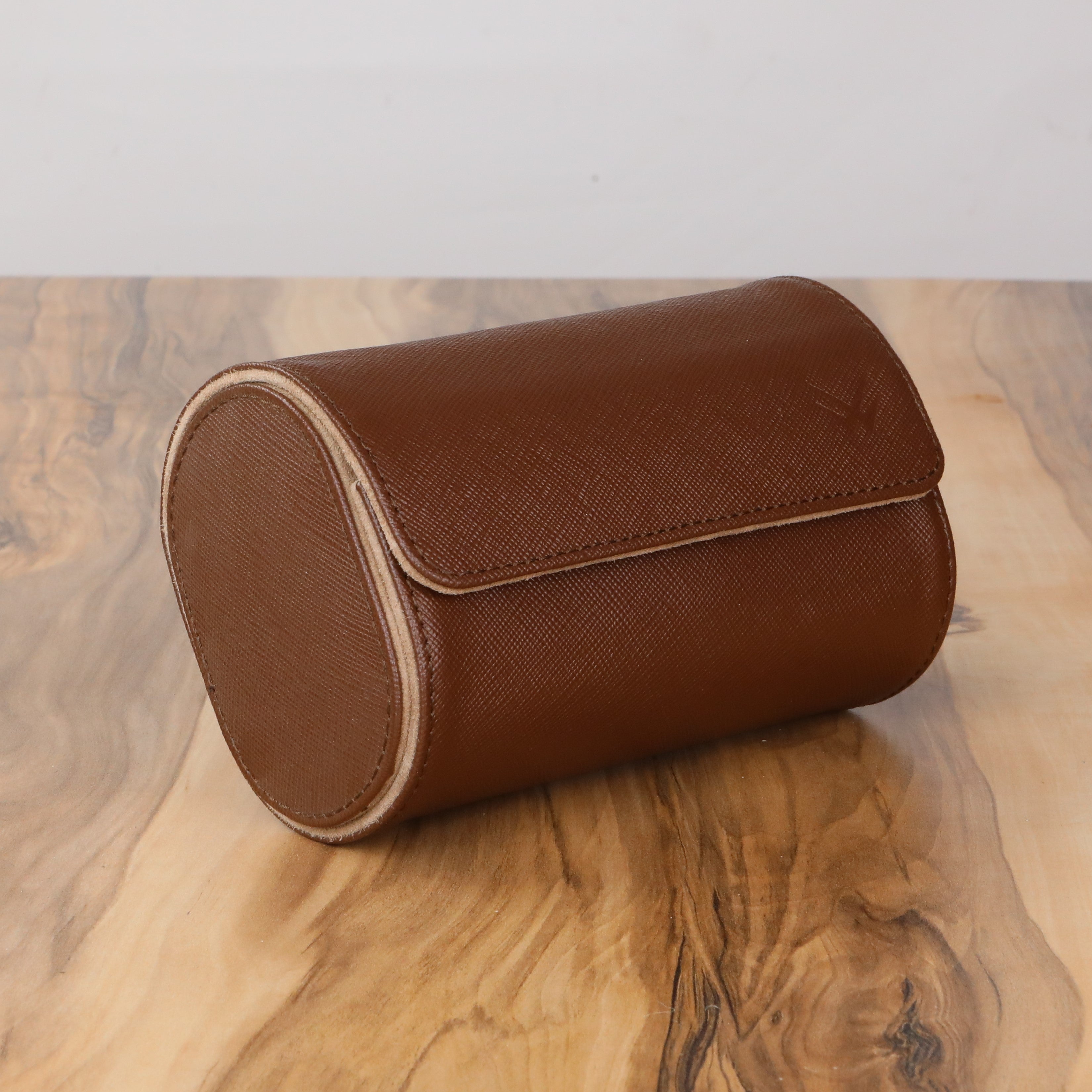 Lusse Leather Watch Roll for 2 - Brown