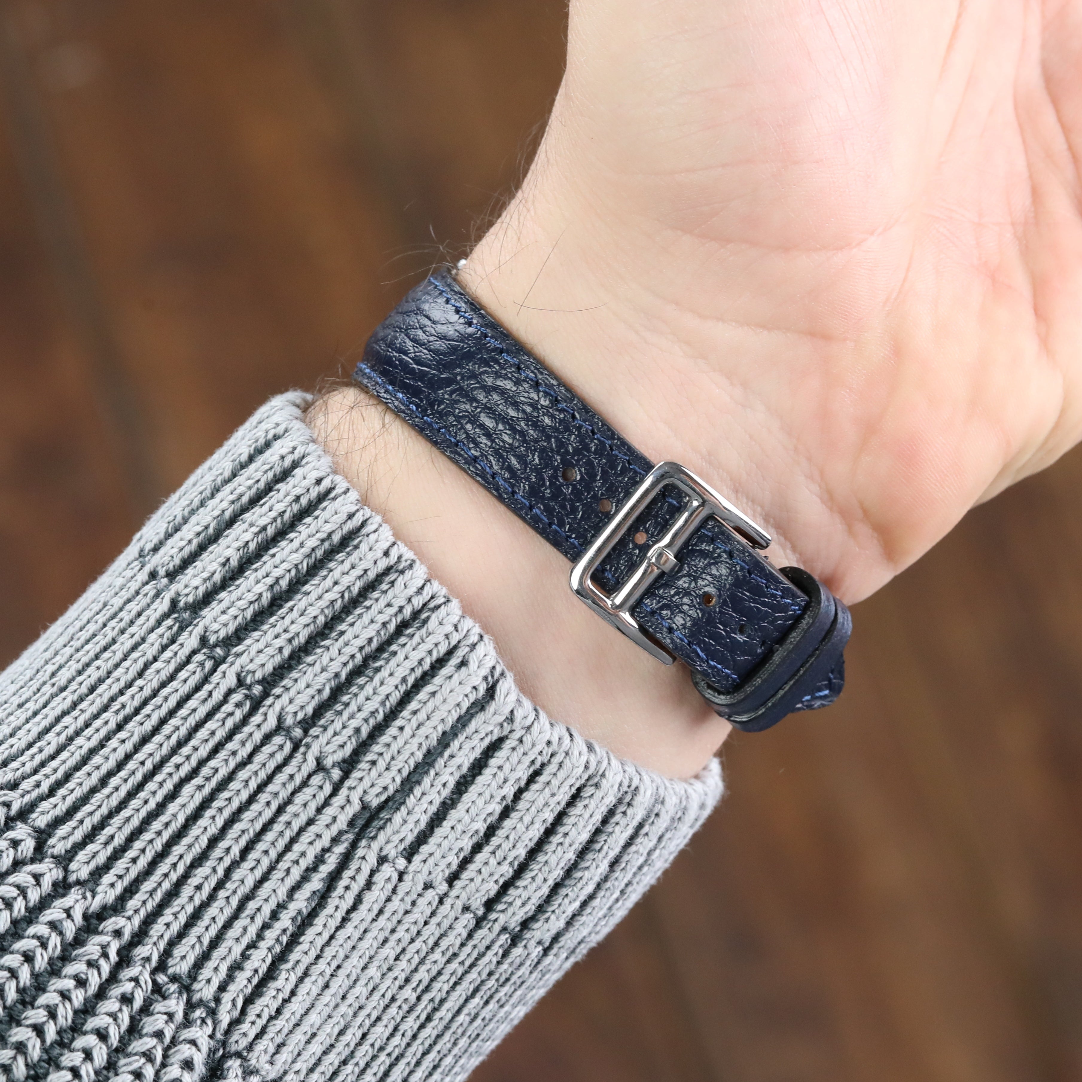 Apple Watch Compatible Leather Strap - D. Blue