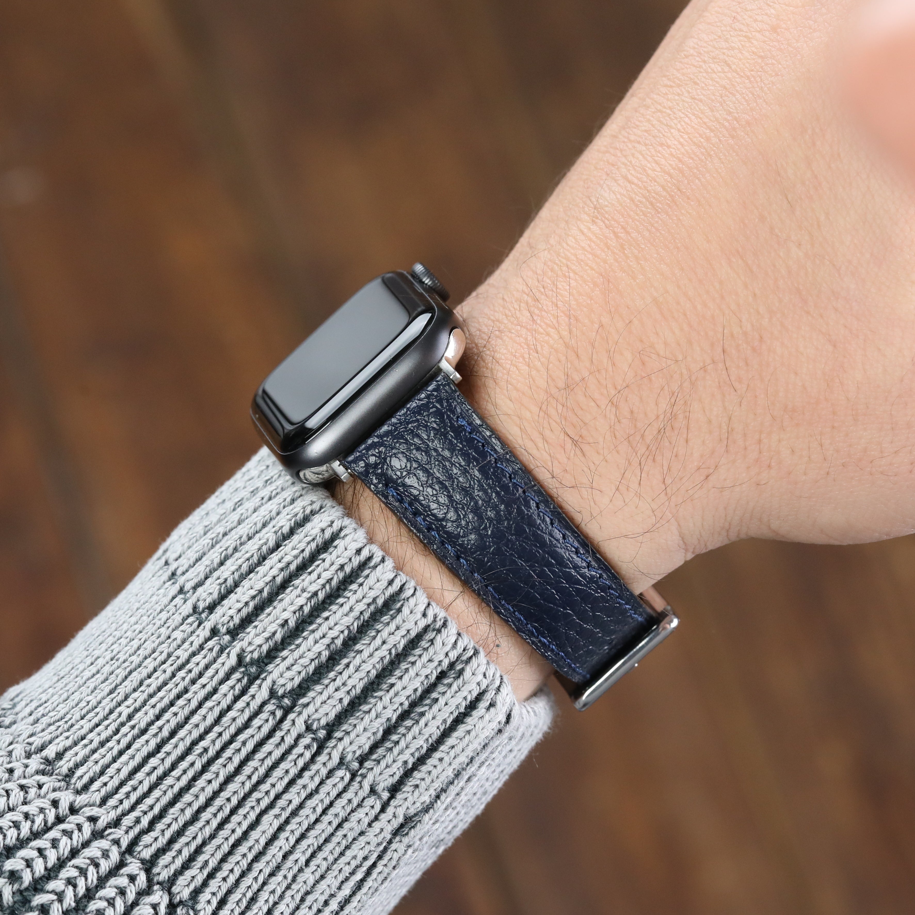 Apple Watch Compatible Leather Strap - D. Blue