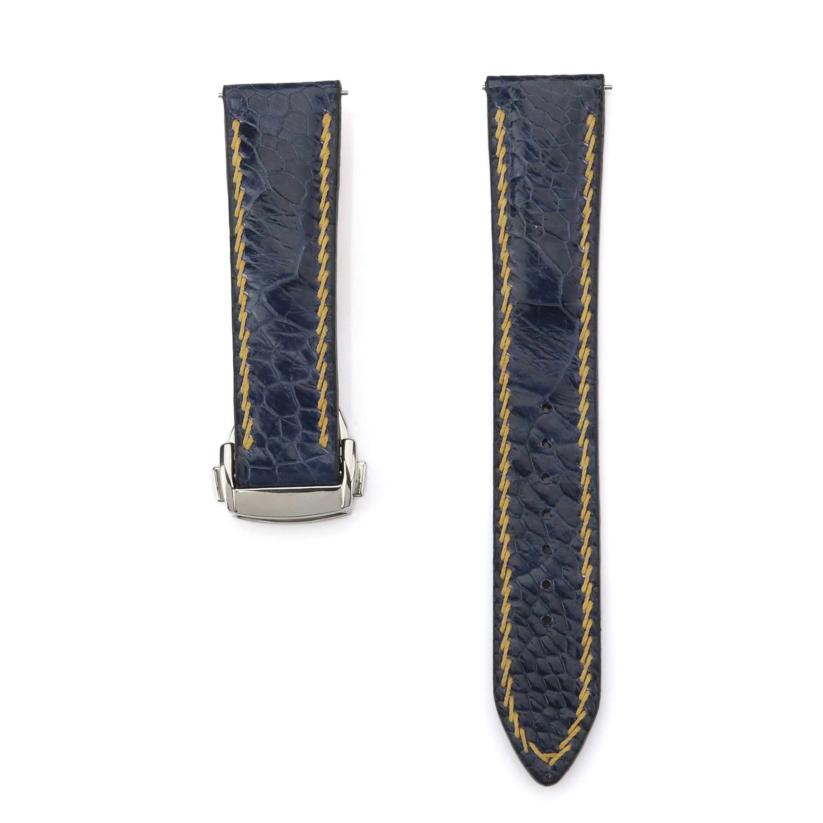 Spanish Style Ostrich Leather Strap - D. Blue