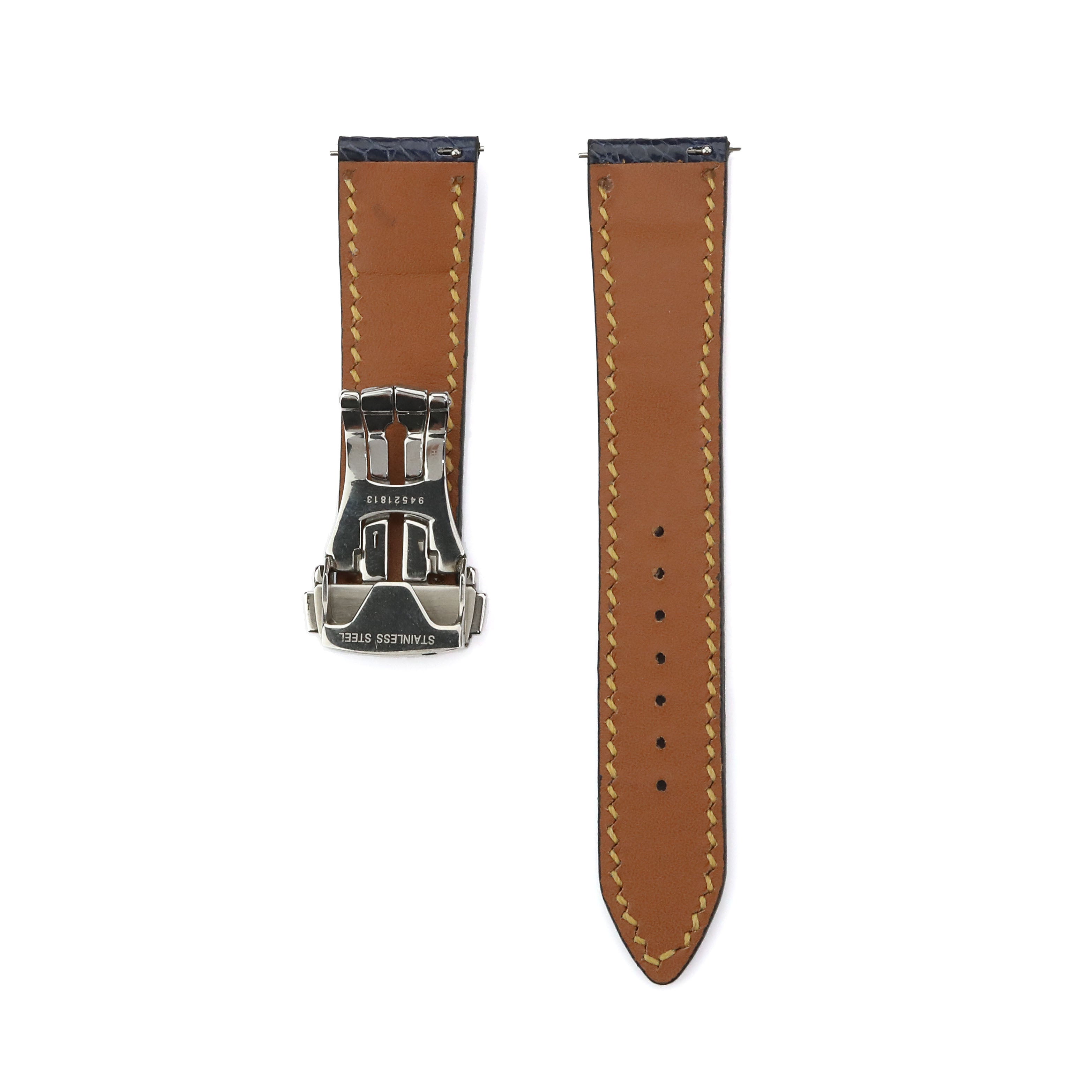Spanish Style Ostrich Leather Strap - D. Blue