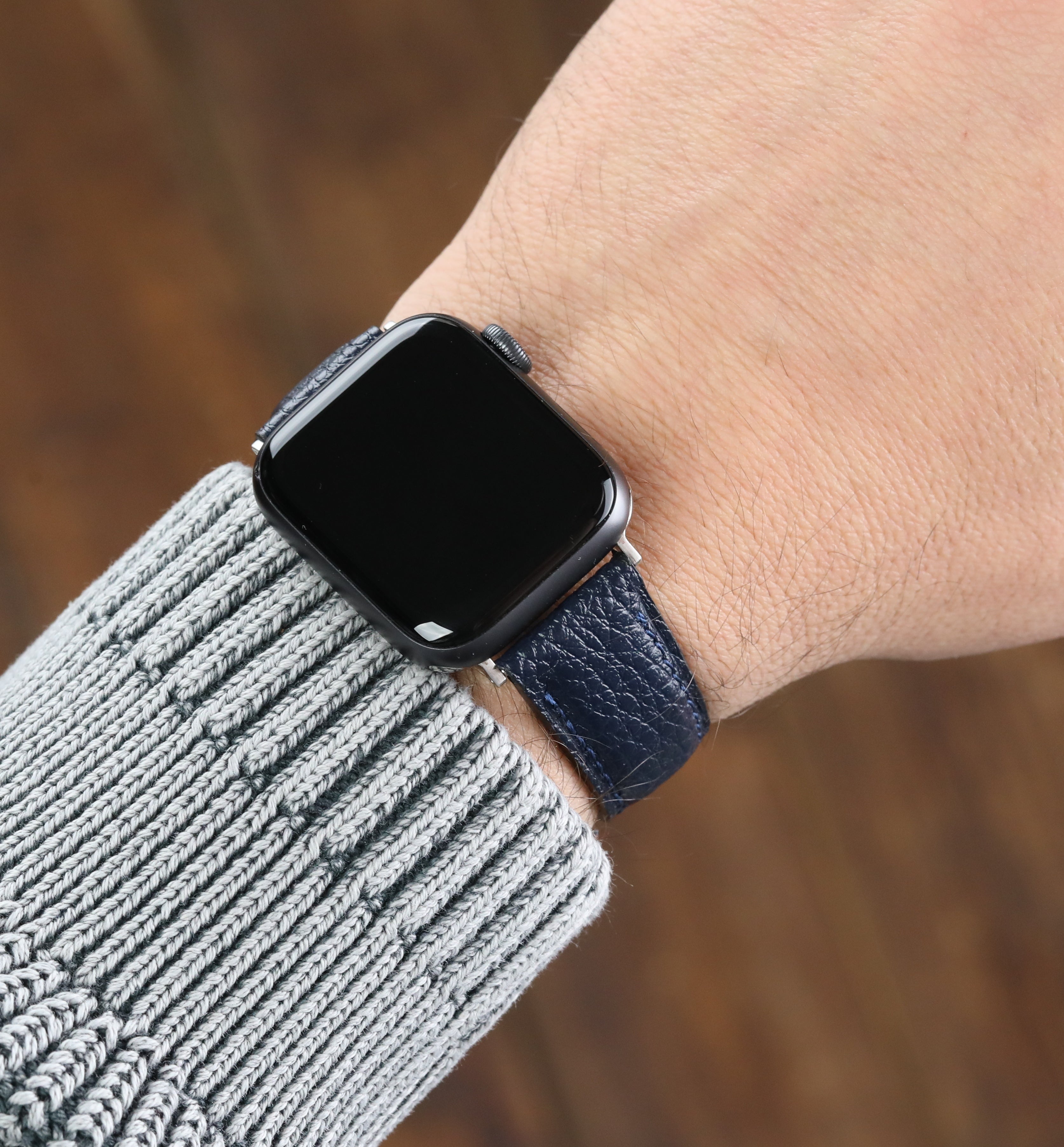 Apple Watch Compatible Leather Strap - D. Blue