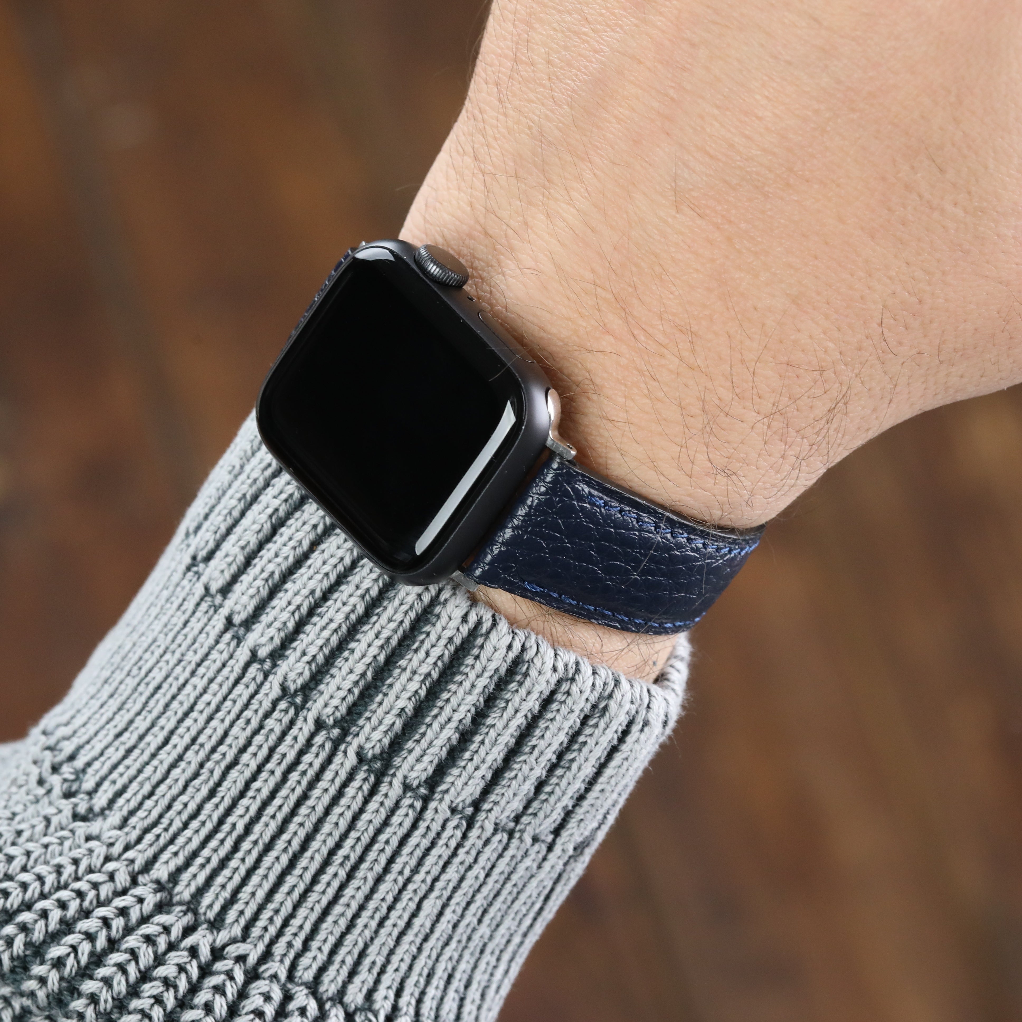 Apple Watch Compatible Leather Strap - D. Blue