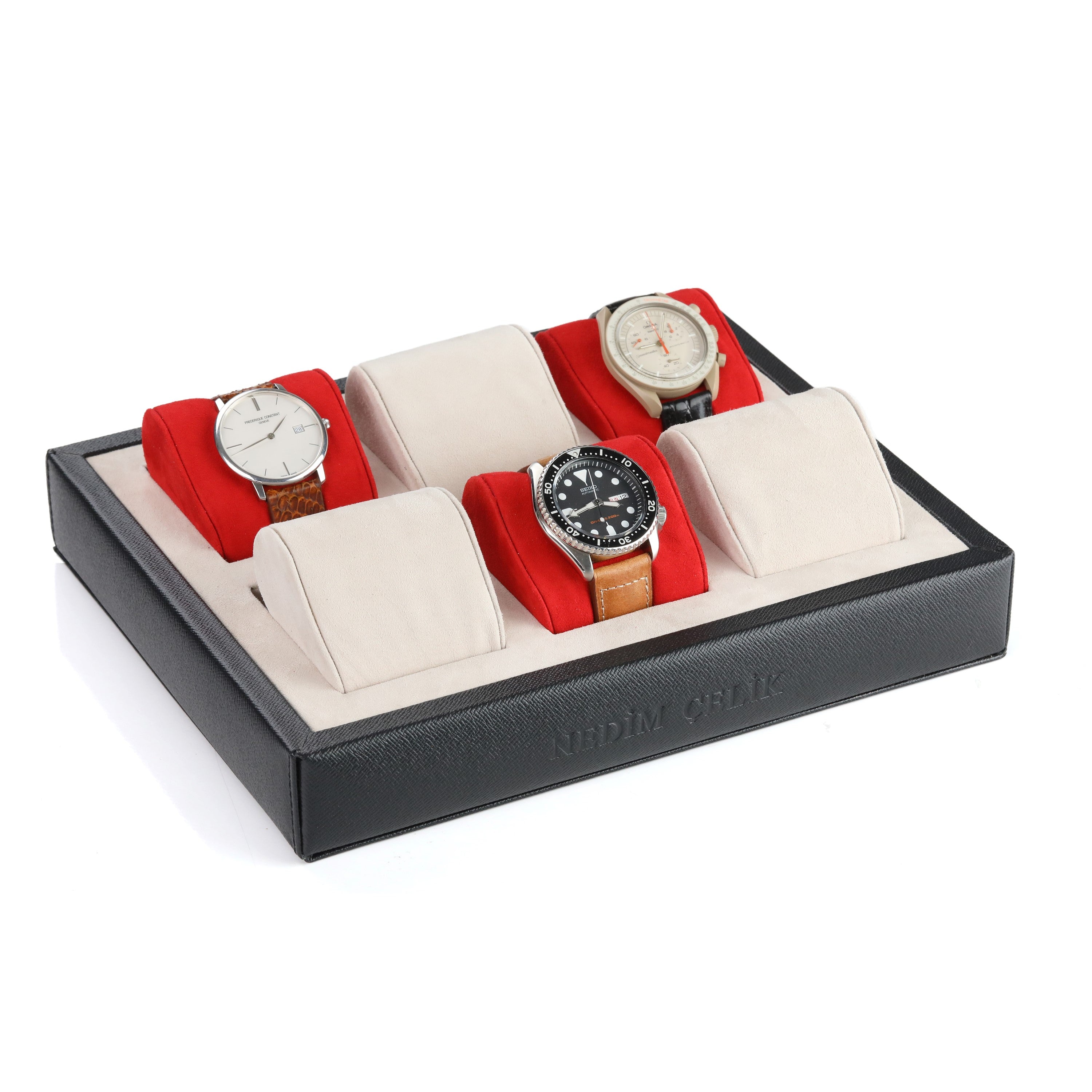 Tempa Watch Display Case for 6 / Black - Burgundy