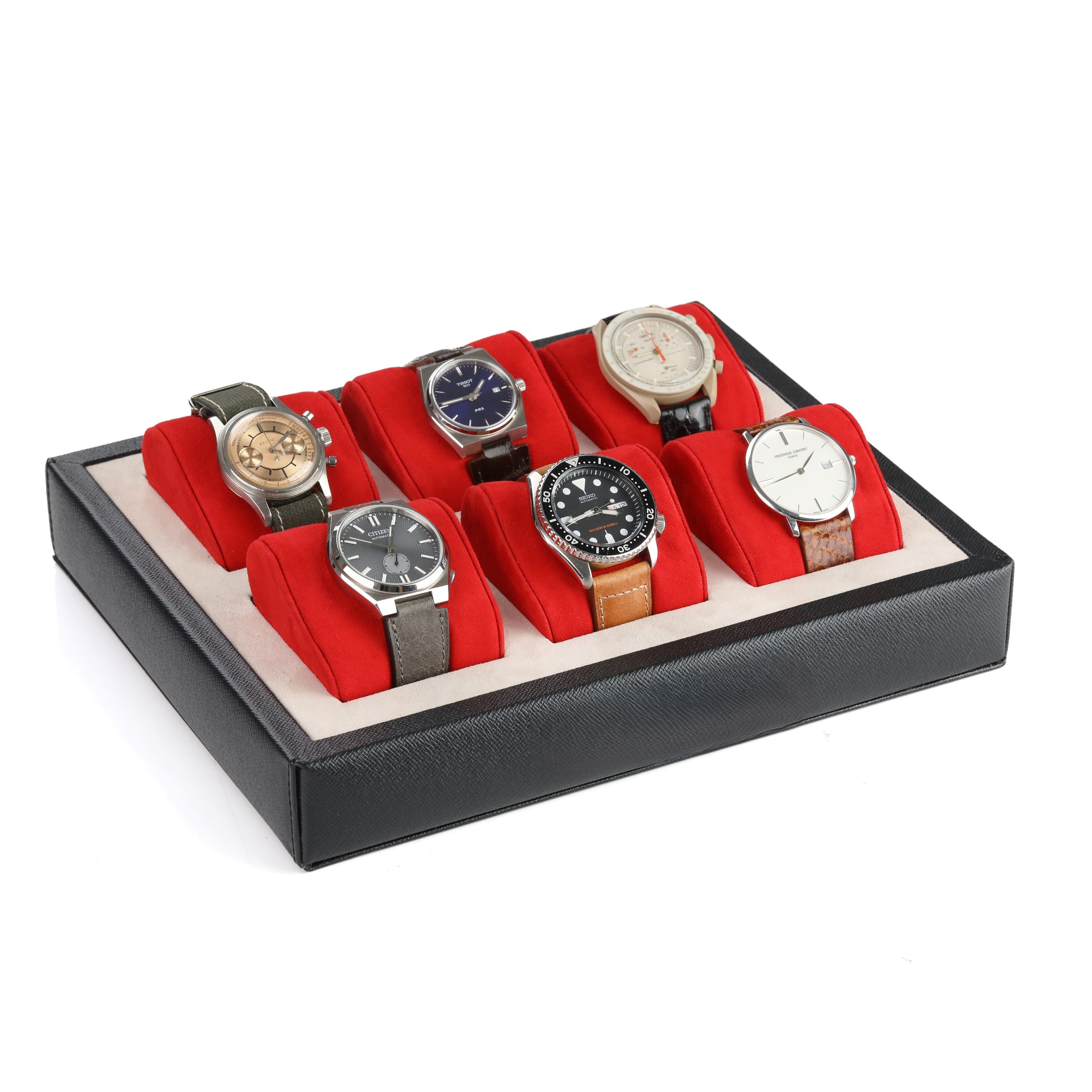 Tempa Watch Display Case for 6 / Black - Burgundy