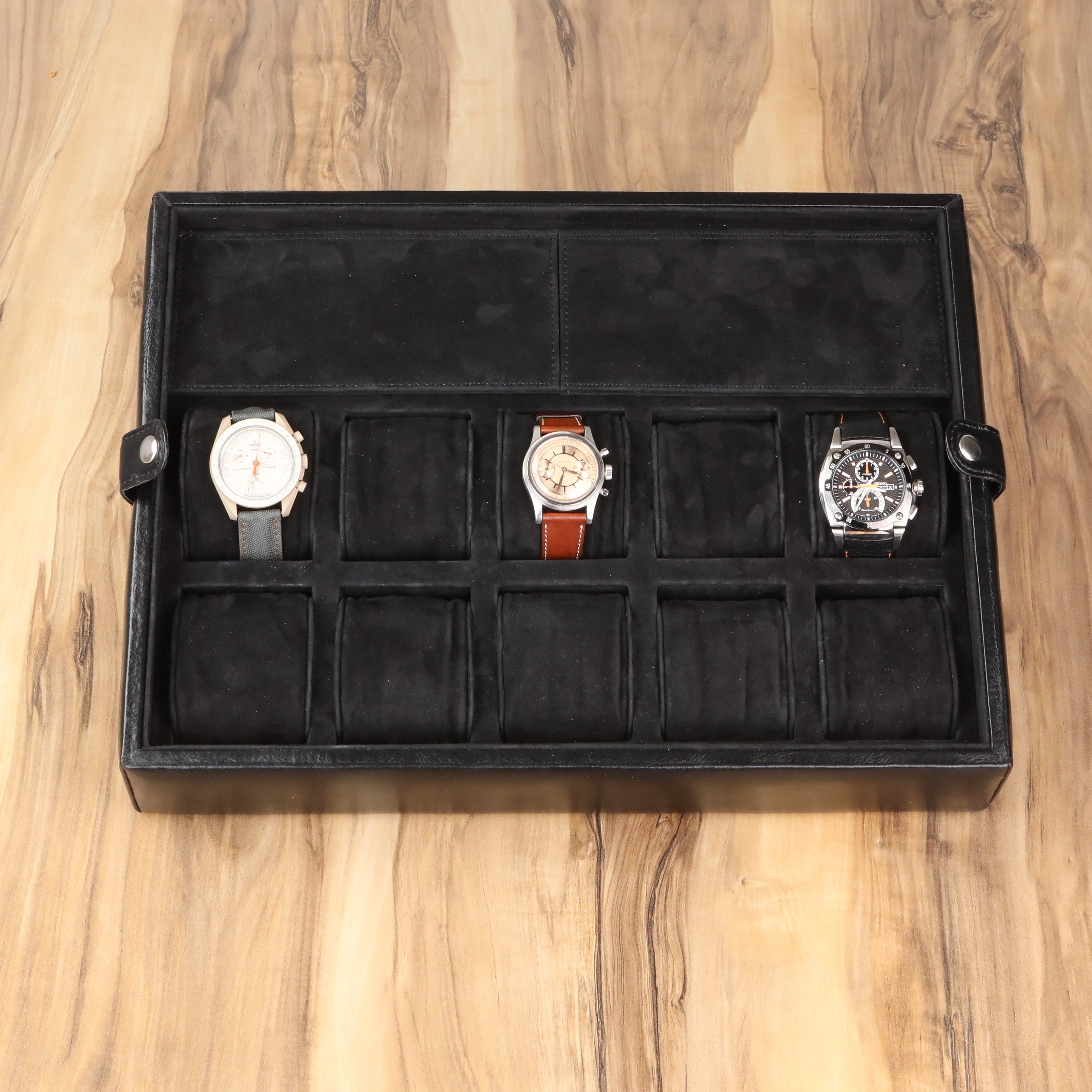 Leather Watch Box for 10  / Black