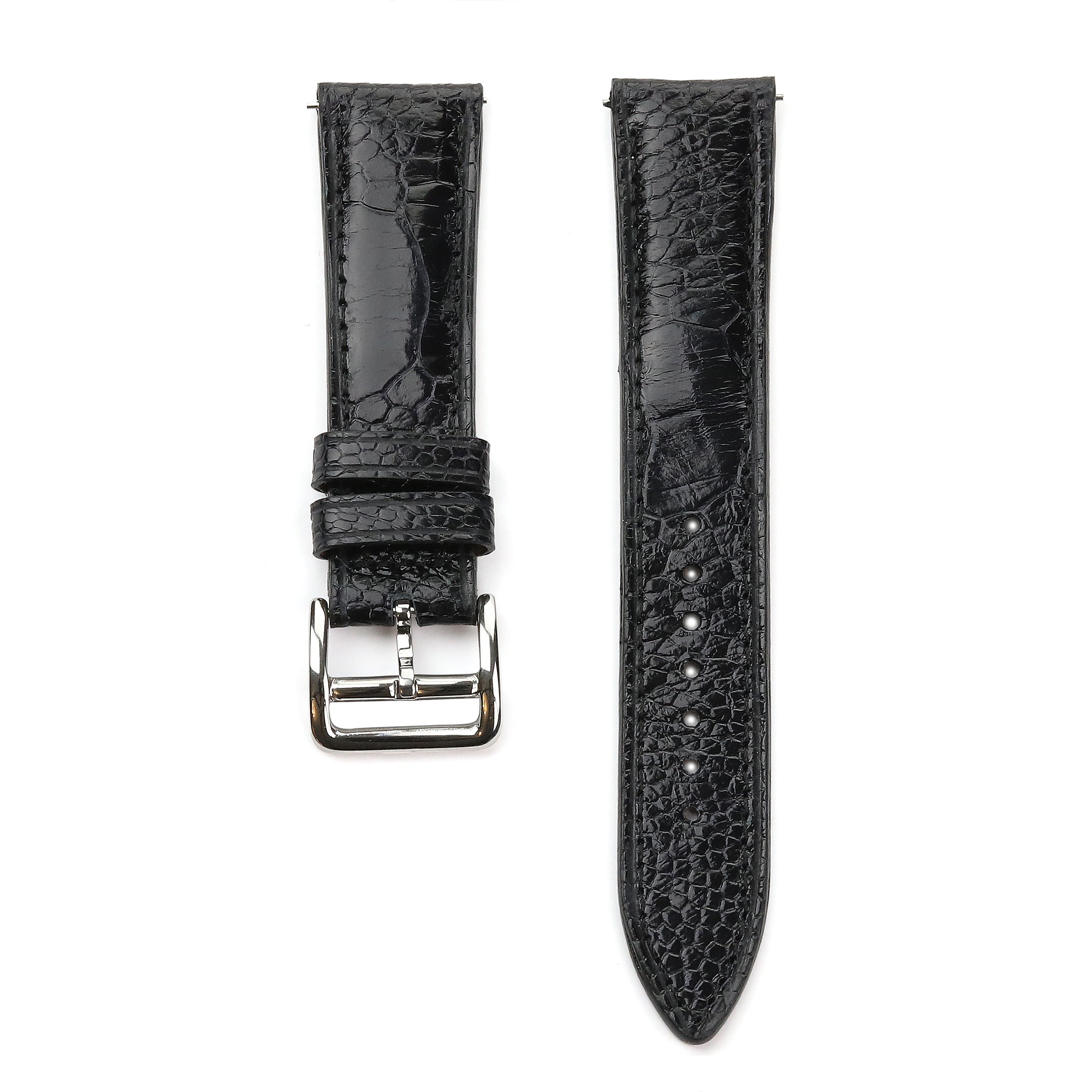 Ostrich Leather Strap - Black