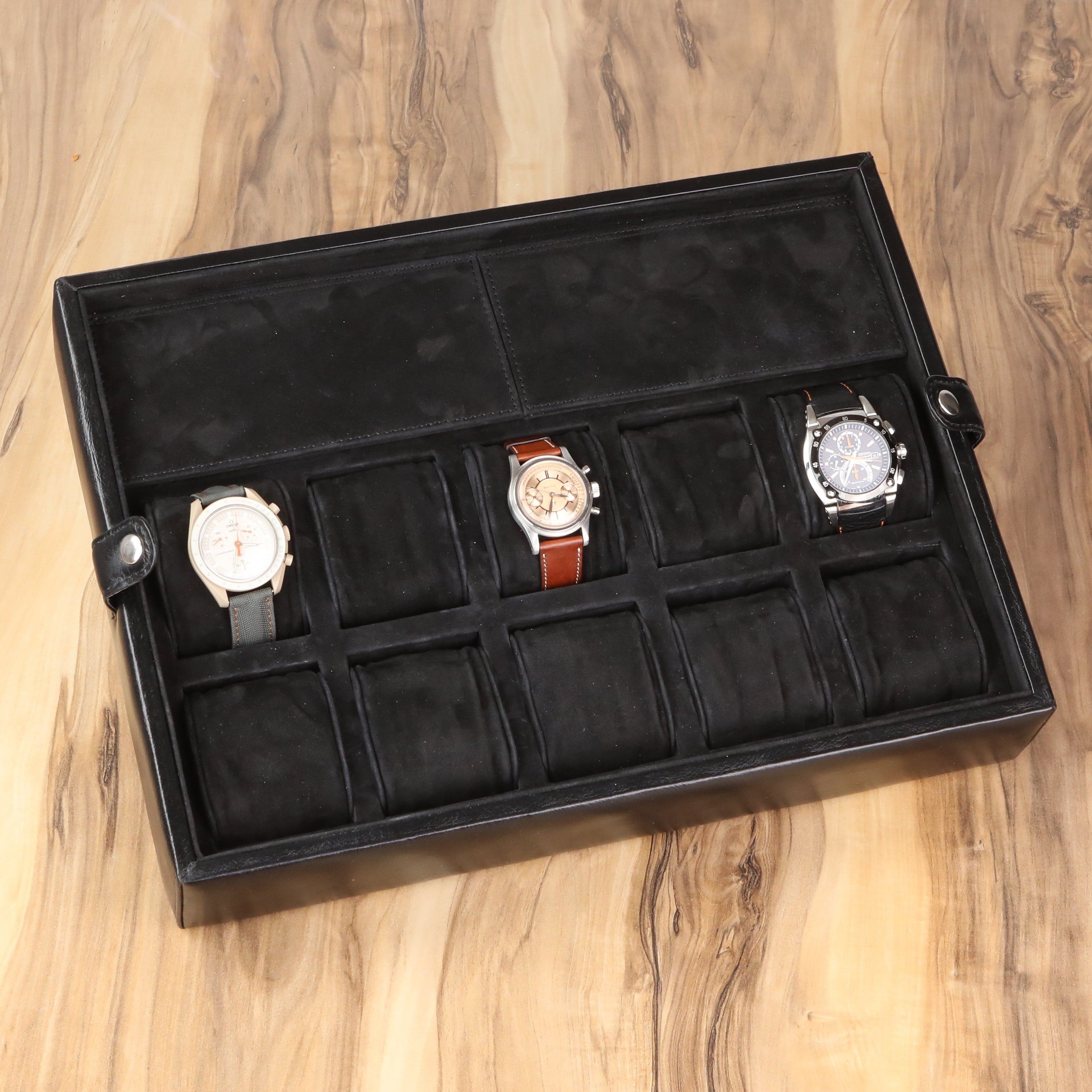 Leather Watch Box for 10  / Black