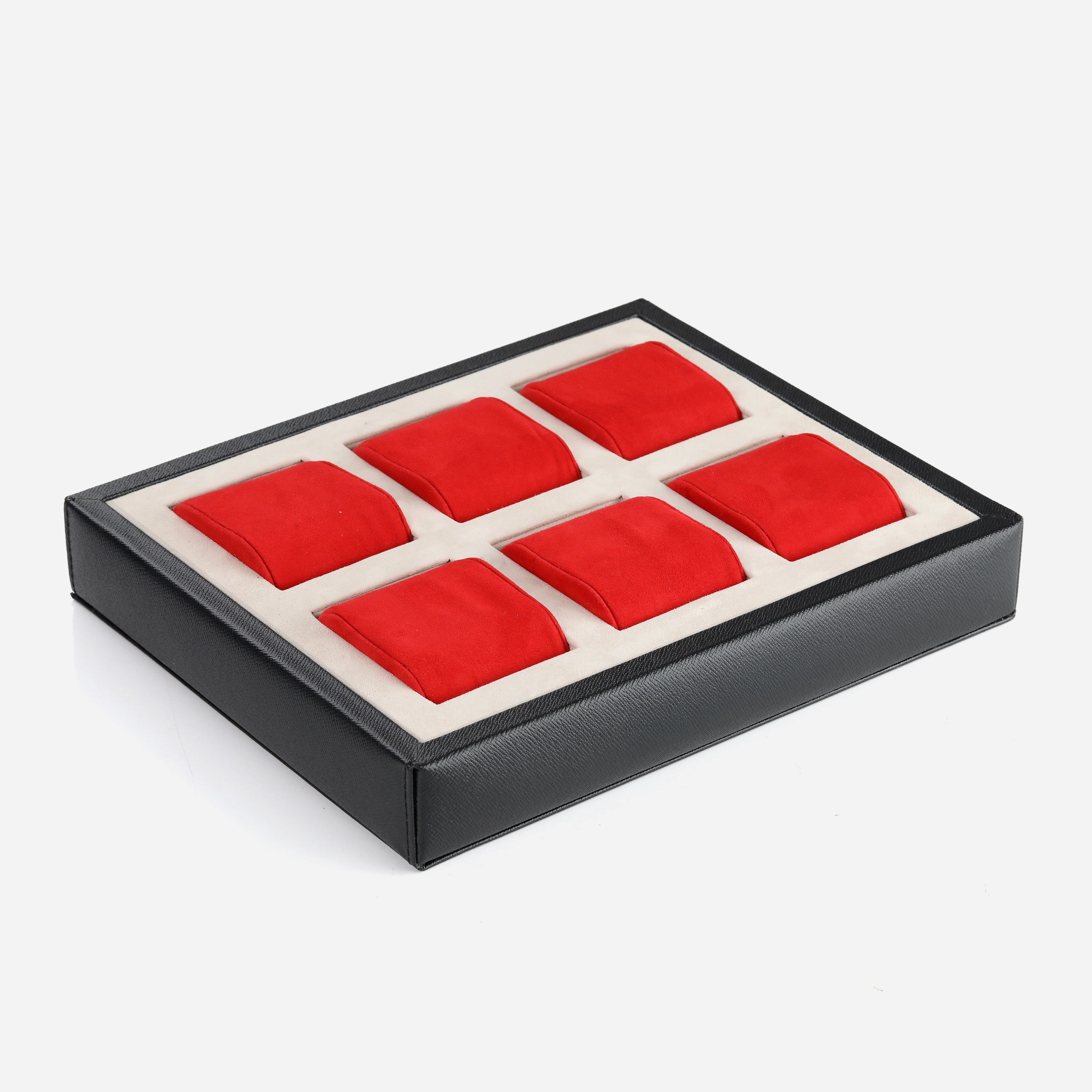 Tempa Watch Display Case for 6 / Black - Burgundy