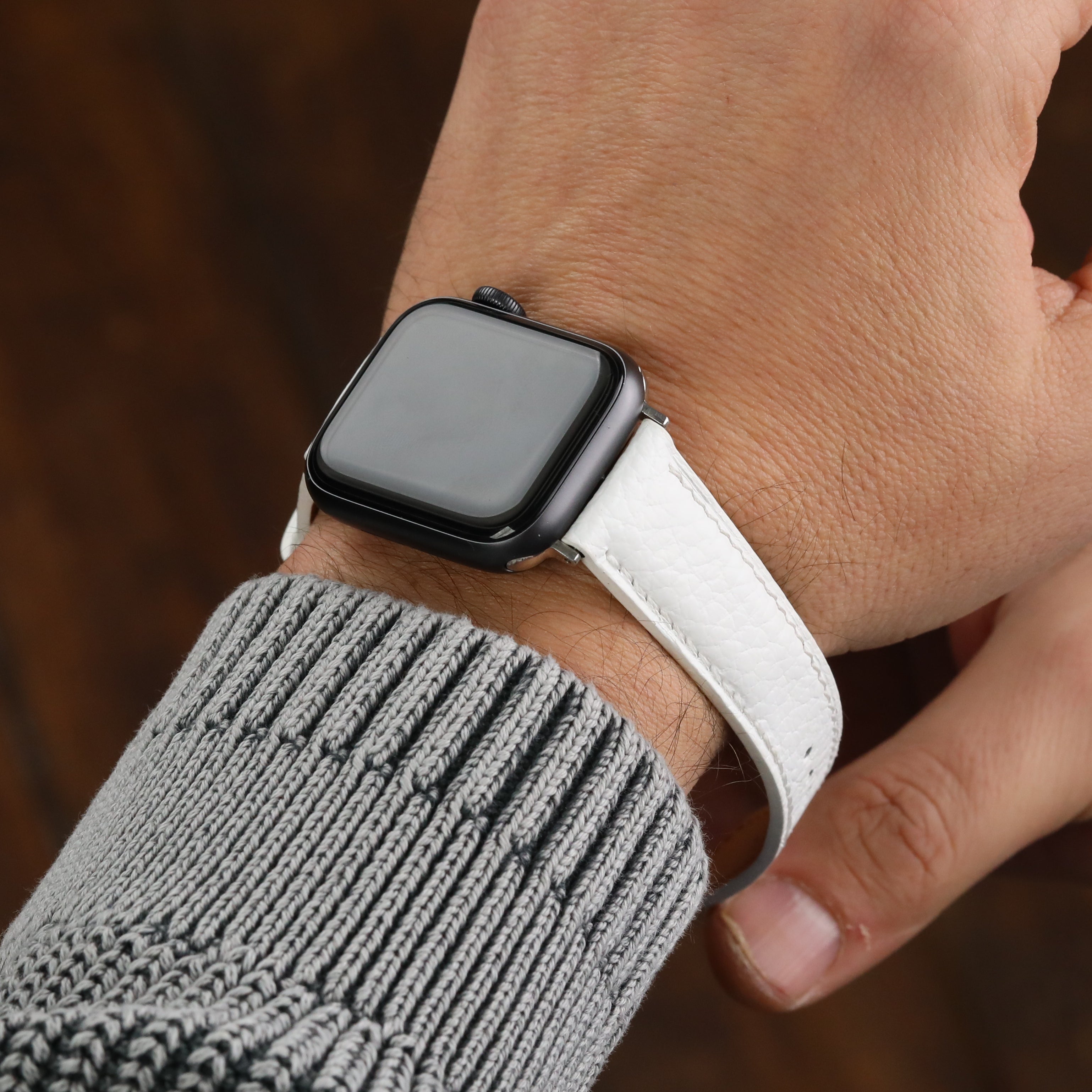 Apple Watch Compatible Leather Strap - White