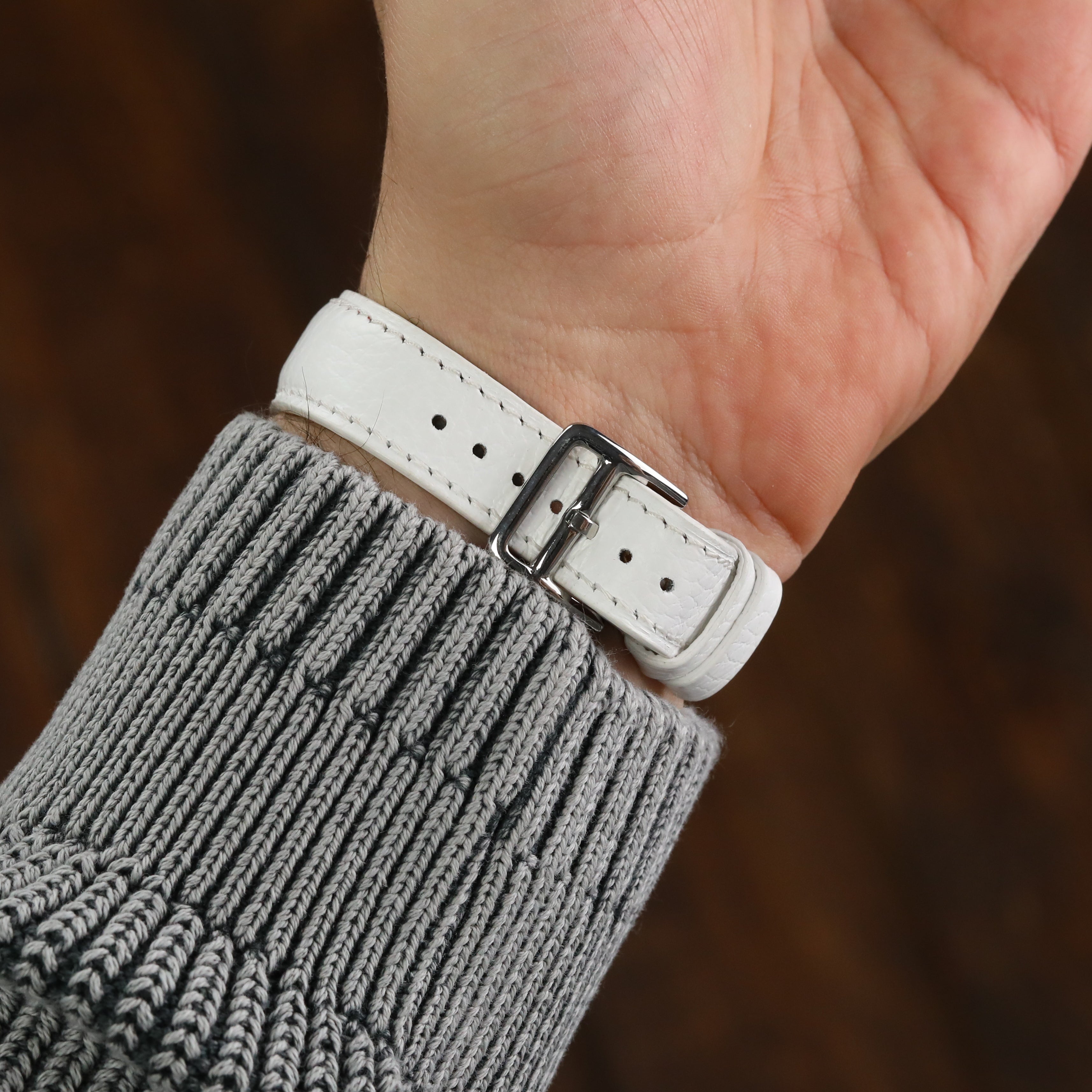 Apple Watch Compatible Leather Strap - White