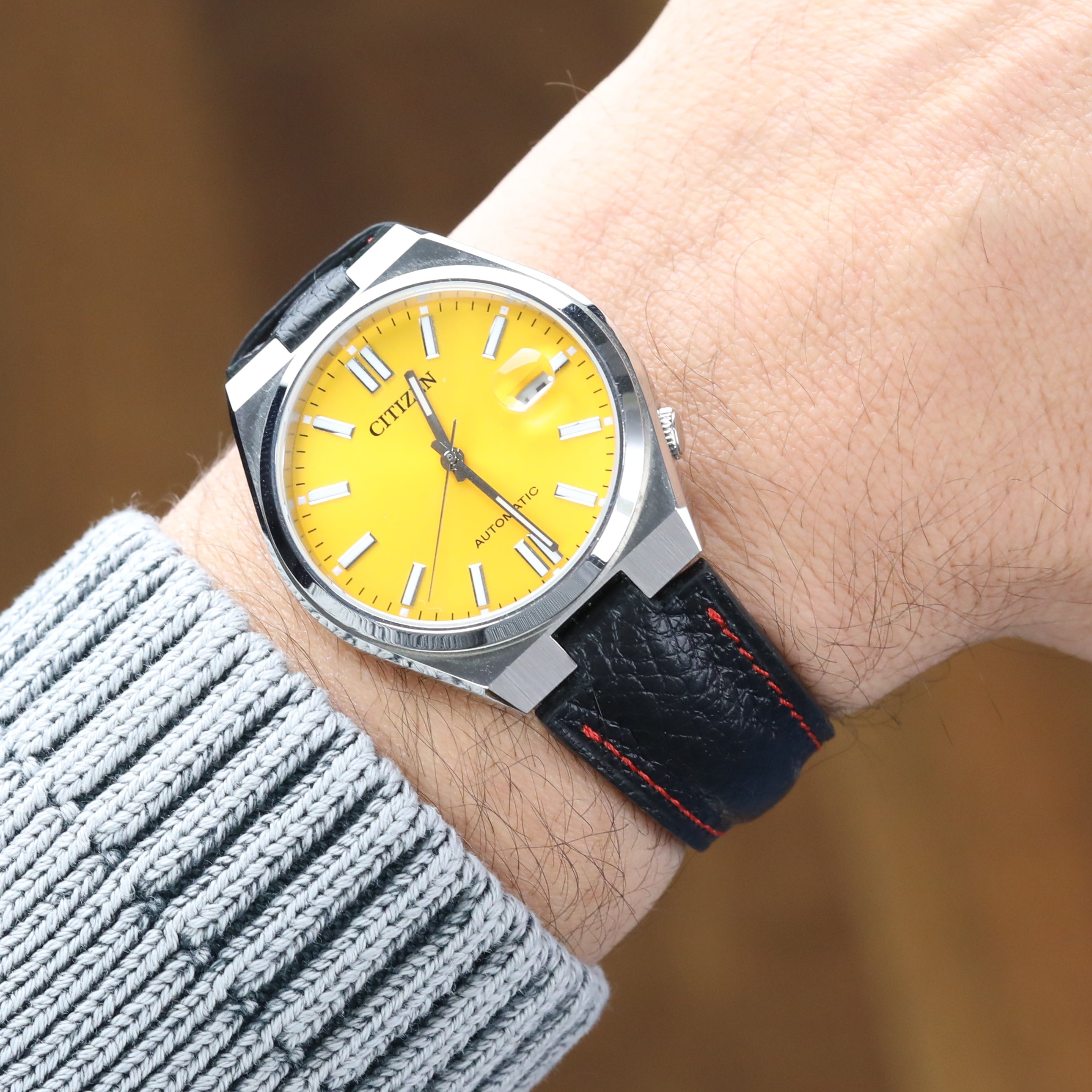 Tsuyosa Leather Watch Watch Strap - Black