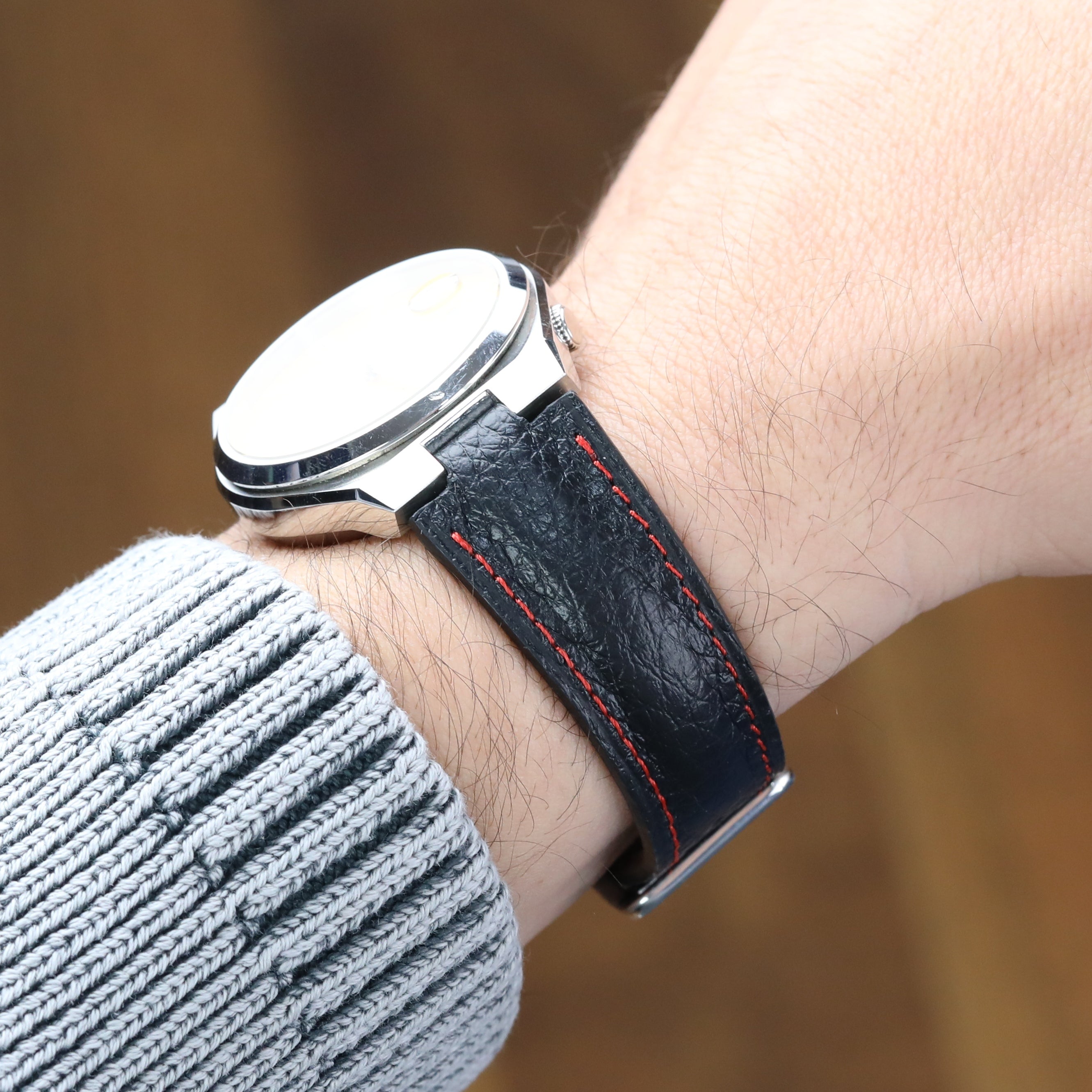 Tsuyosa Leather Watch Watch Strap - Black