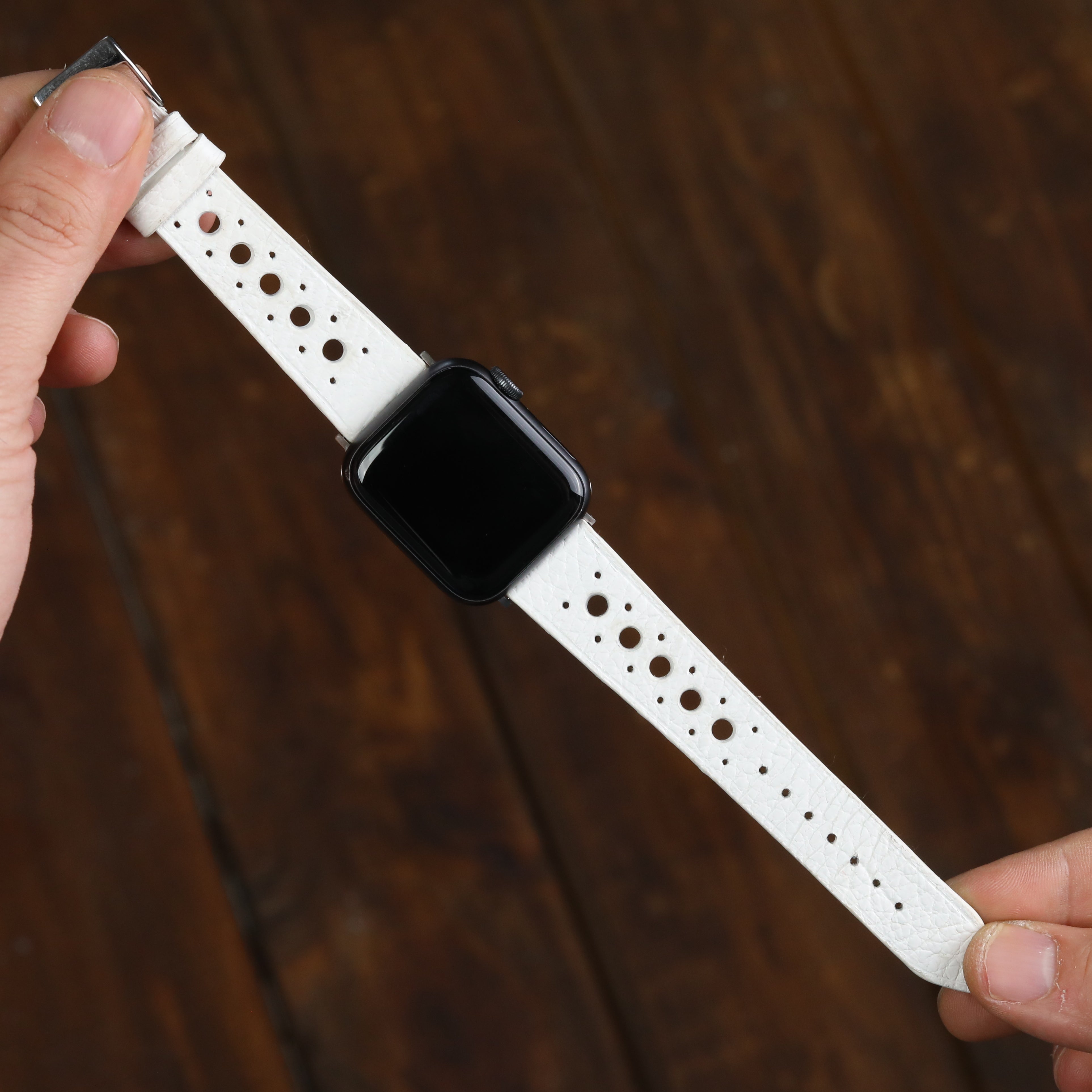 Apple Watch Compatible Leather Strap - White
