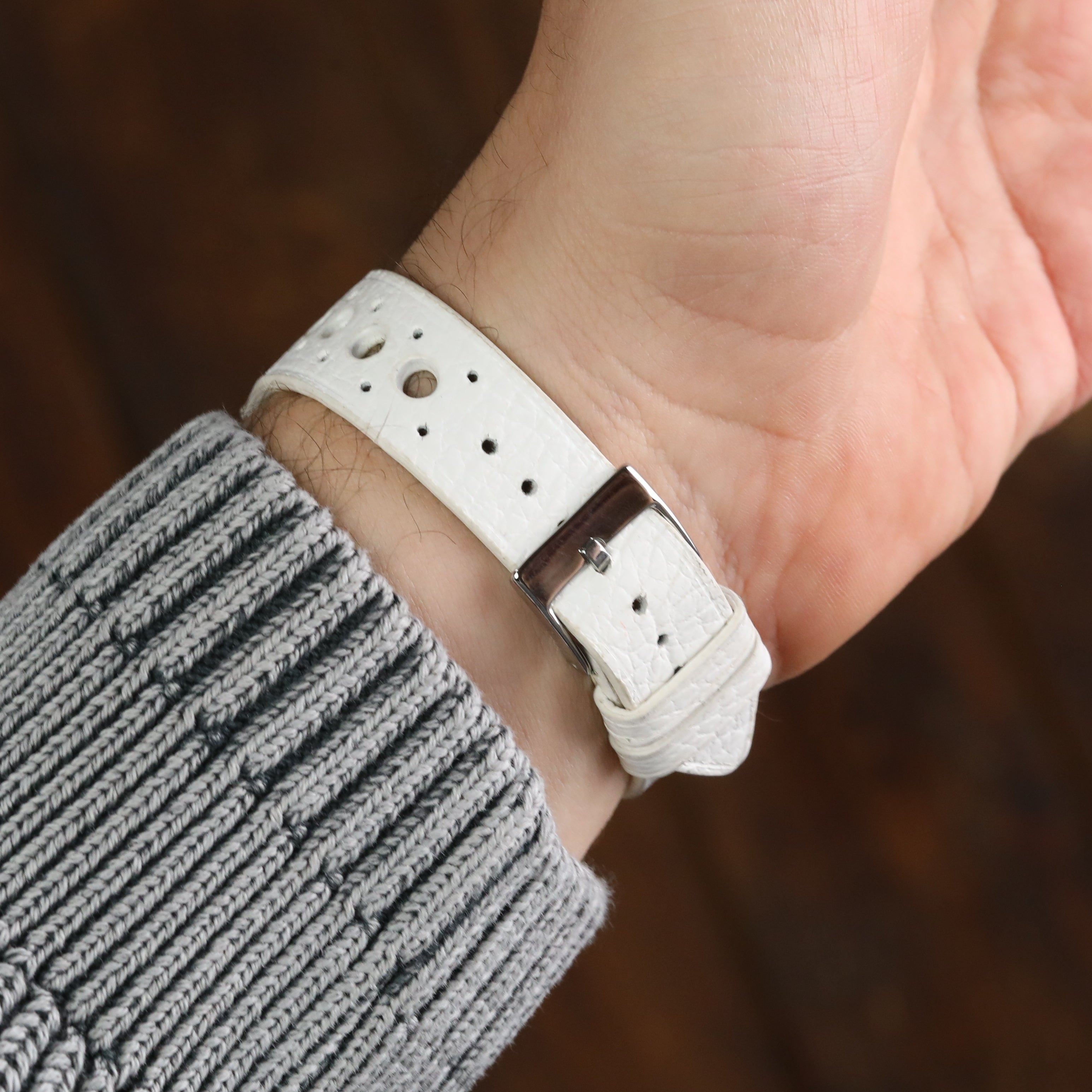 Apple Watch Compatible Leather Strap - White