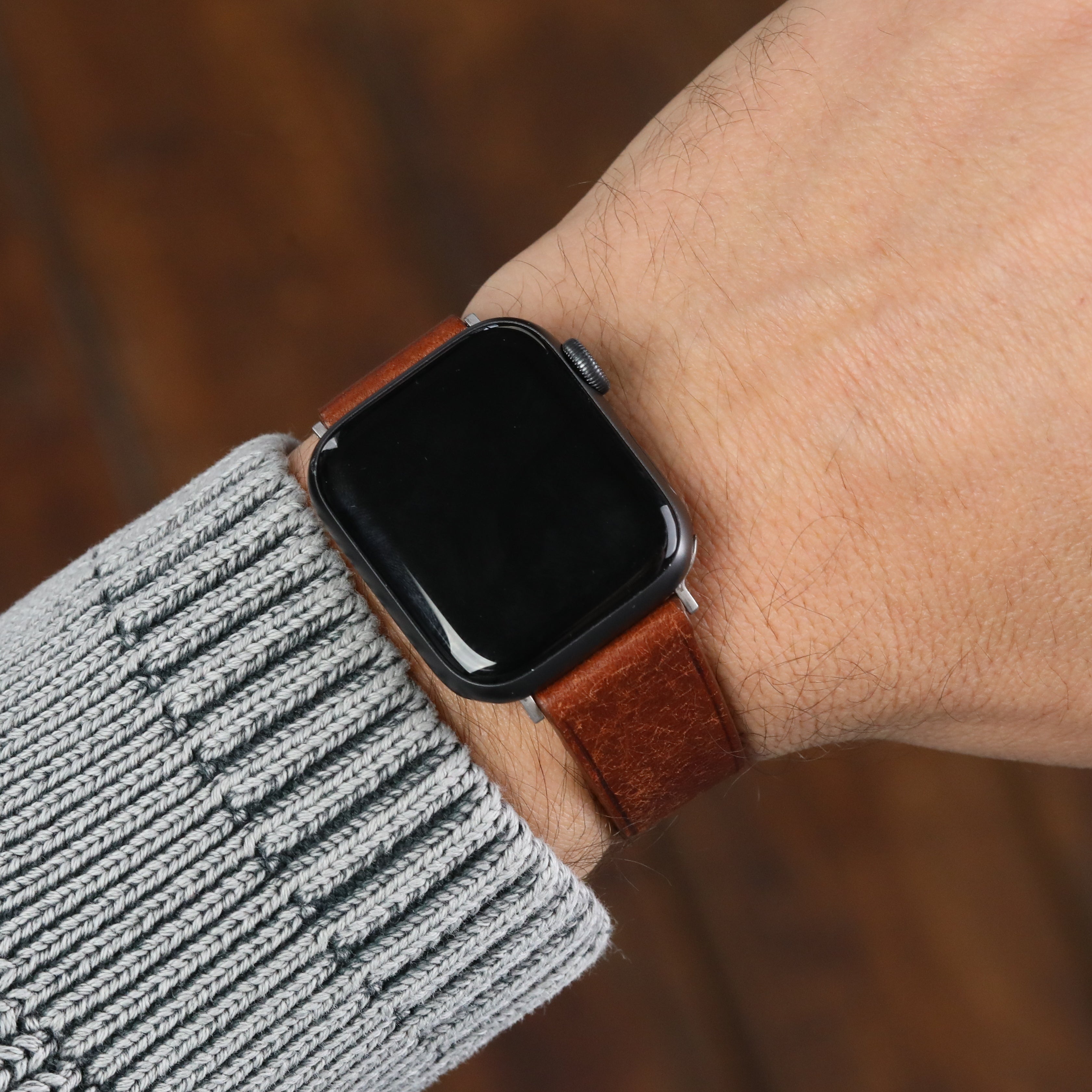 Apple Watch Compatible Leather Strap - Brown