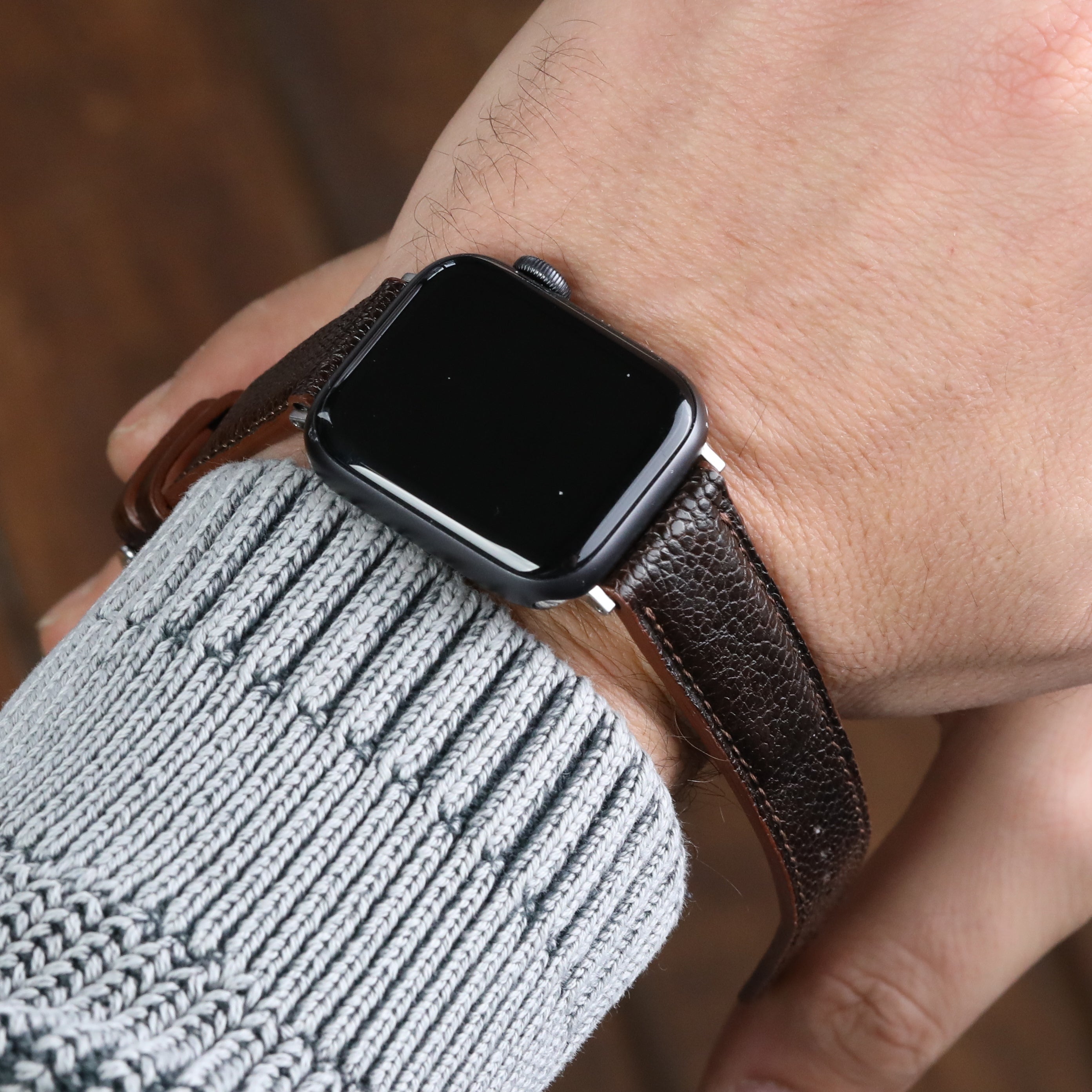 Apple Watch Compatible Leather Strap - Brown
