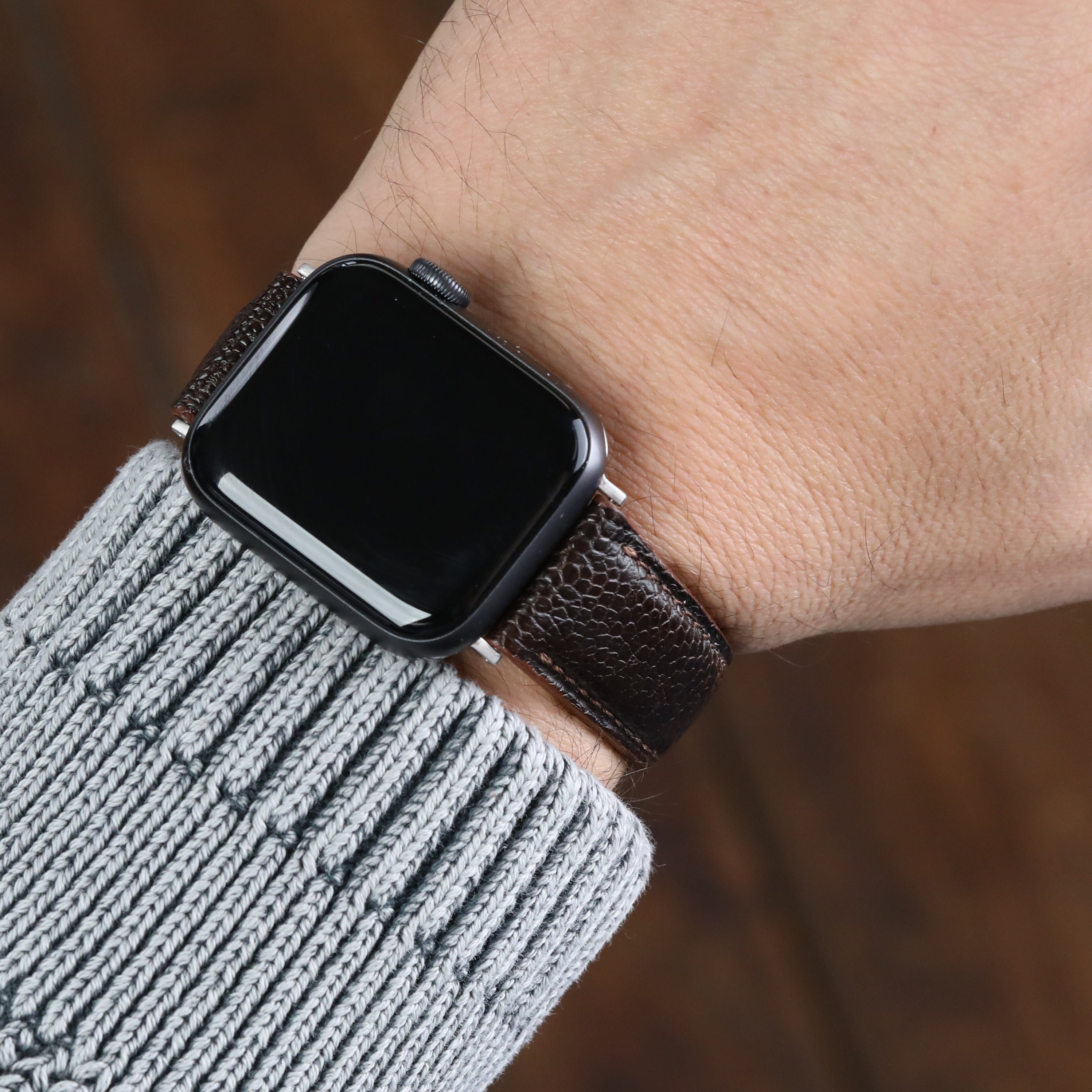 Apple Watch Compatible Leather Strap - Brown