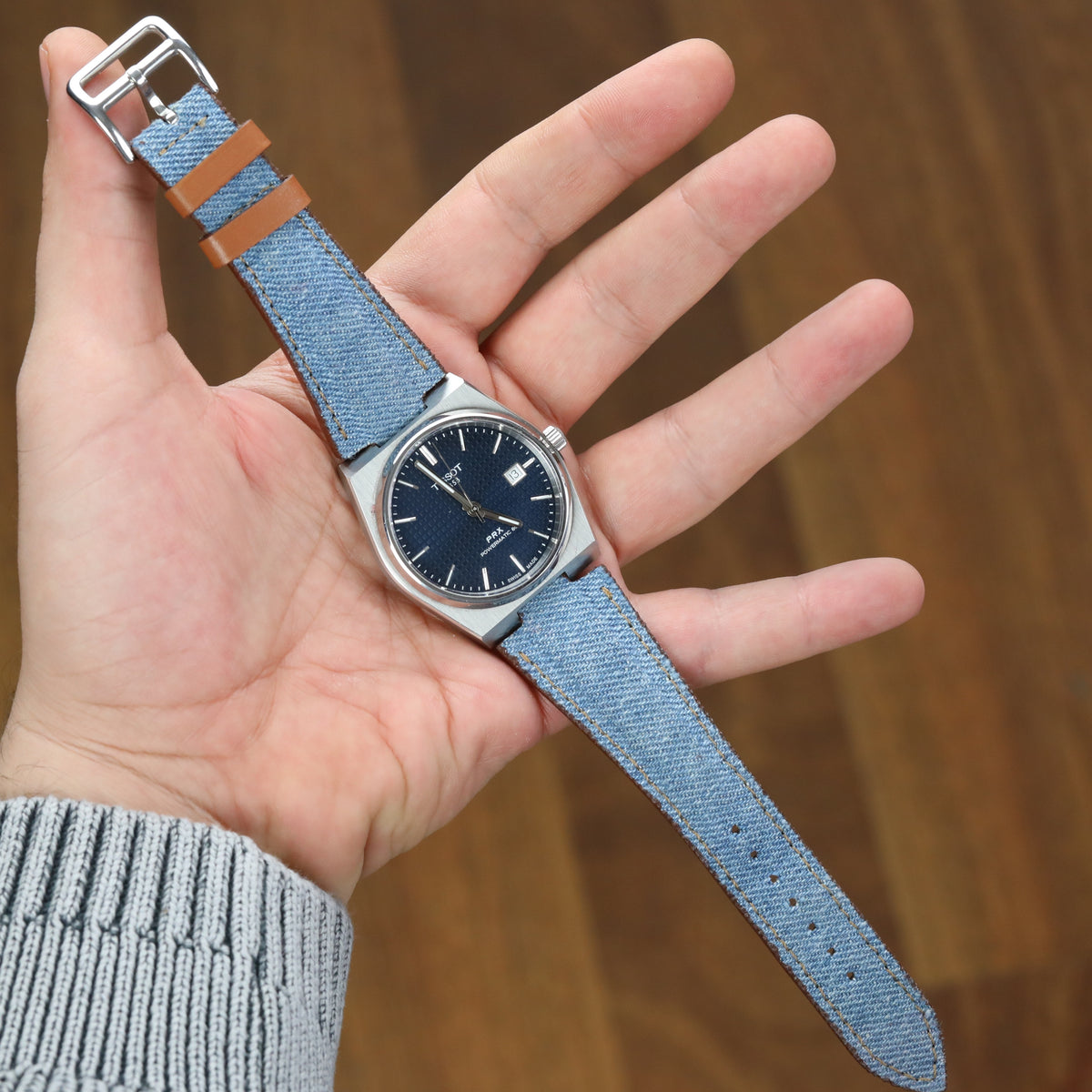 Prx Leather Watch Strap - Denim