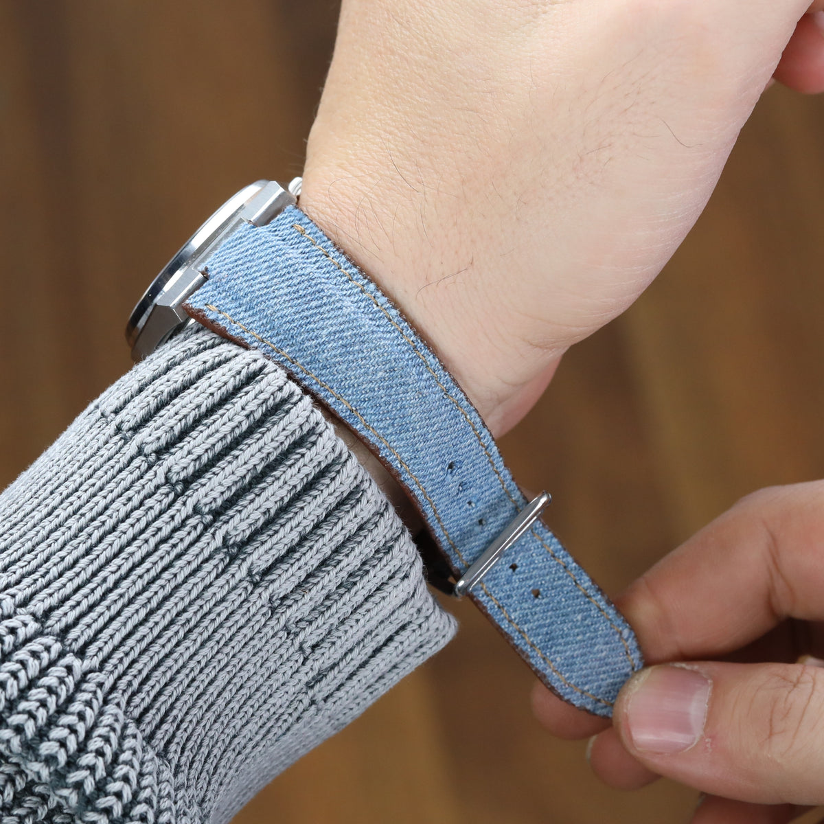 Prx Leather Watch Strap - Denim