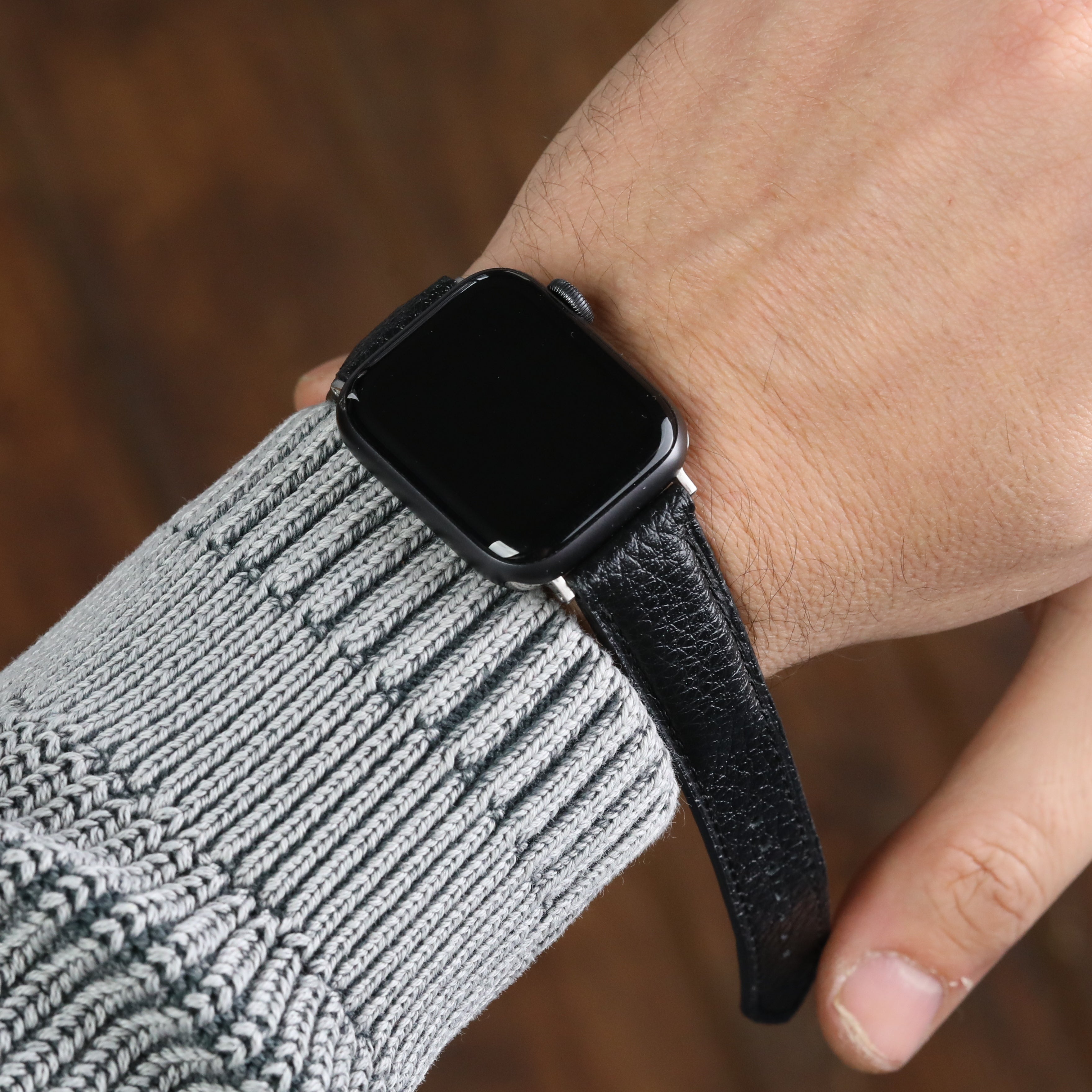 Apple Watch Compatible Leather Strap - Black