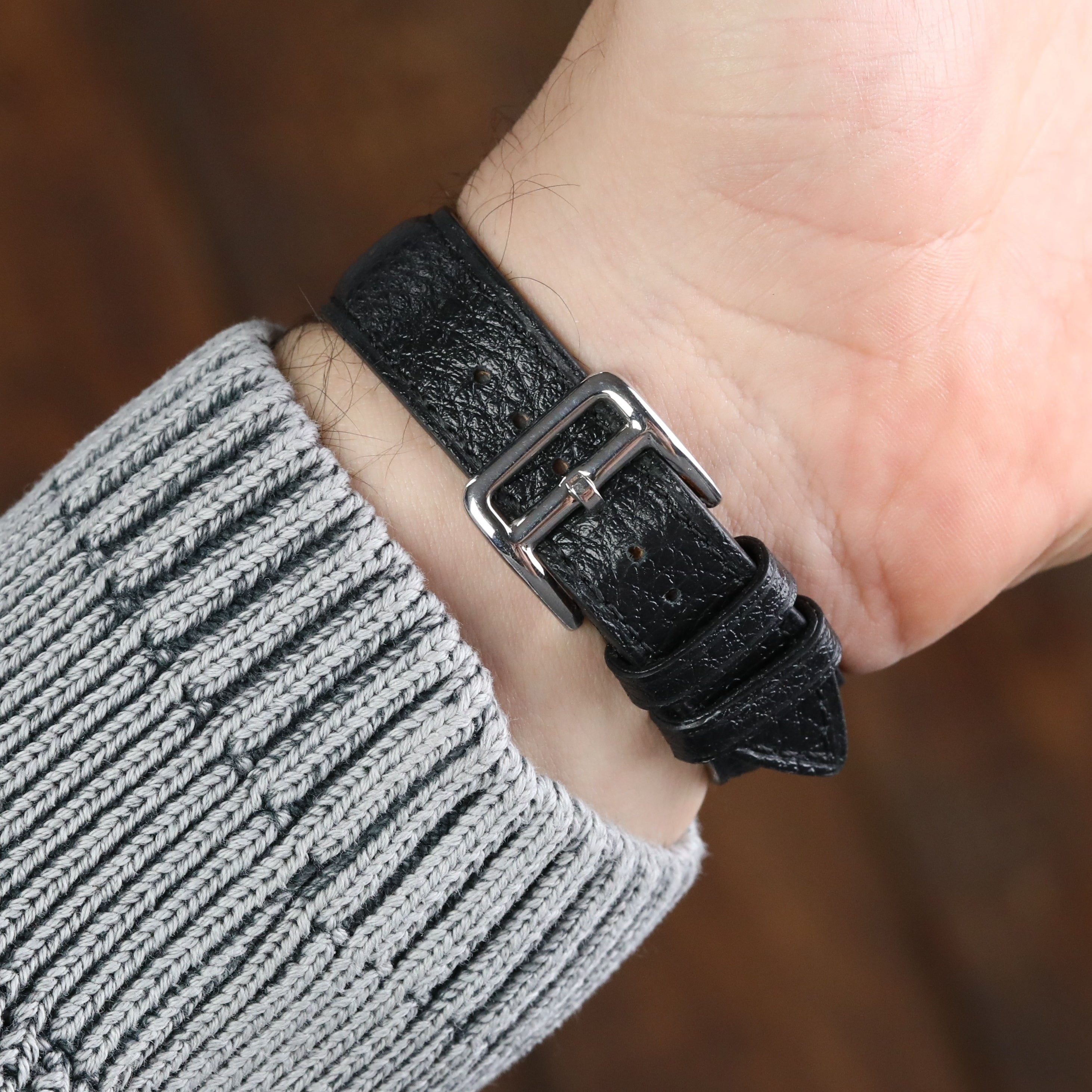 Apple Watch Compatible Leather Strap - Black