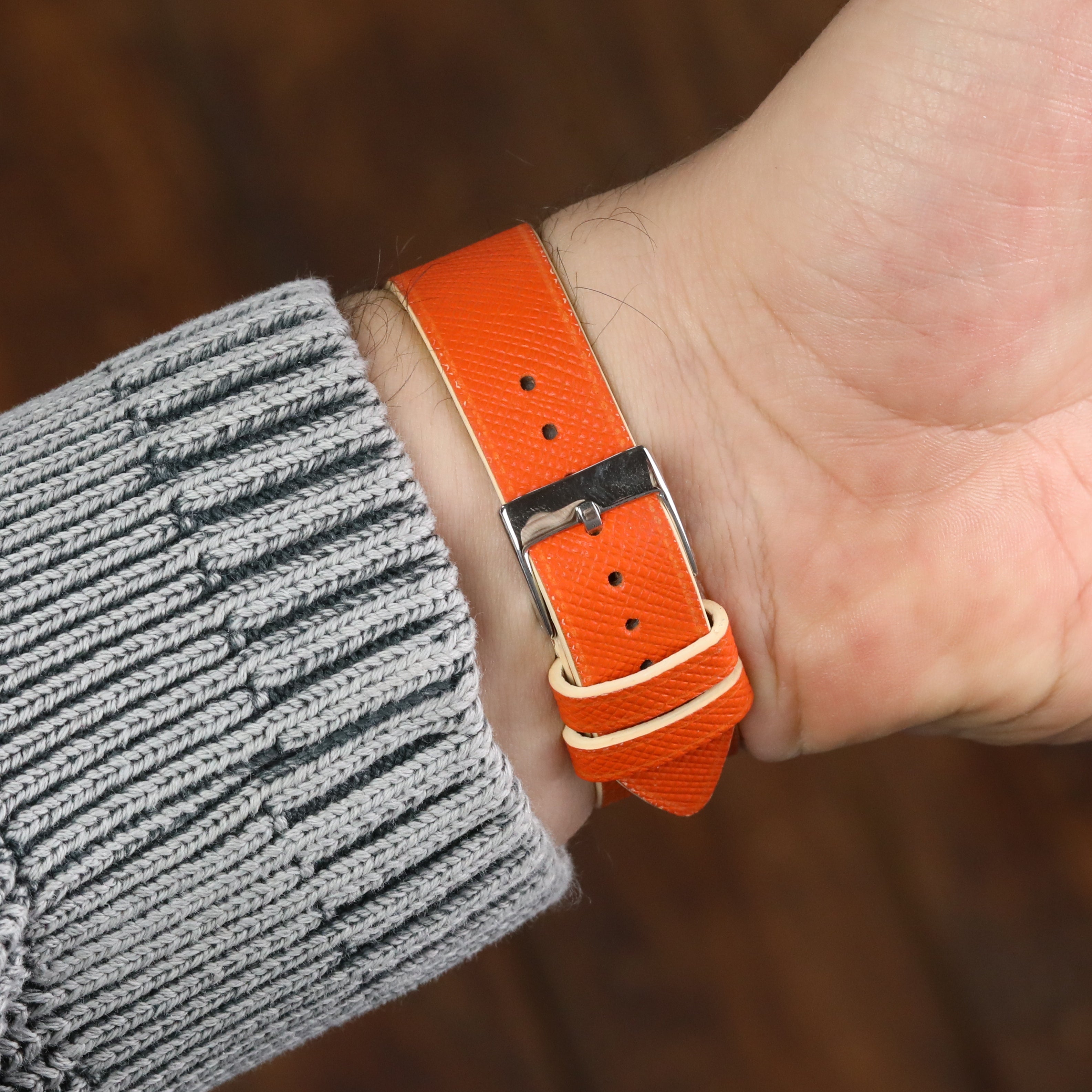Apple Watch Compatible Leather Strap -  Orange