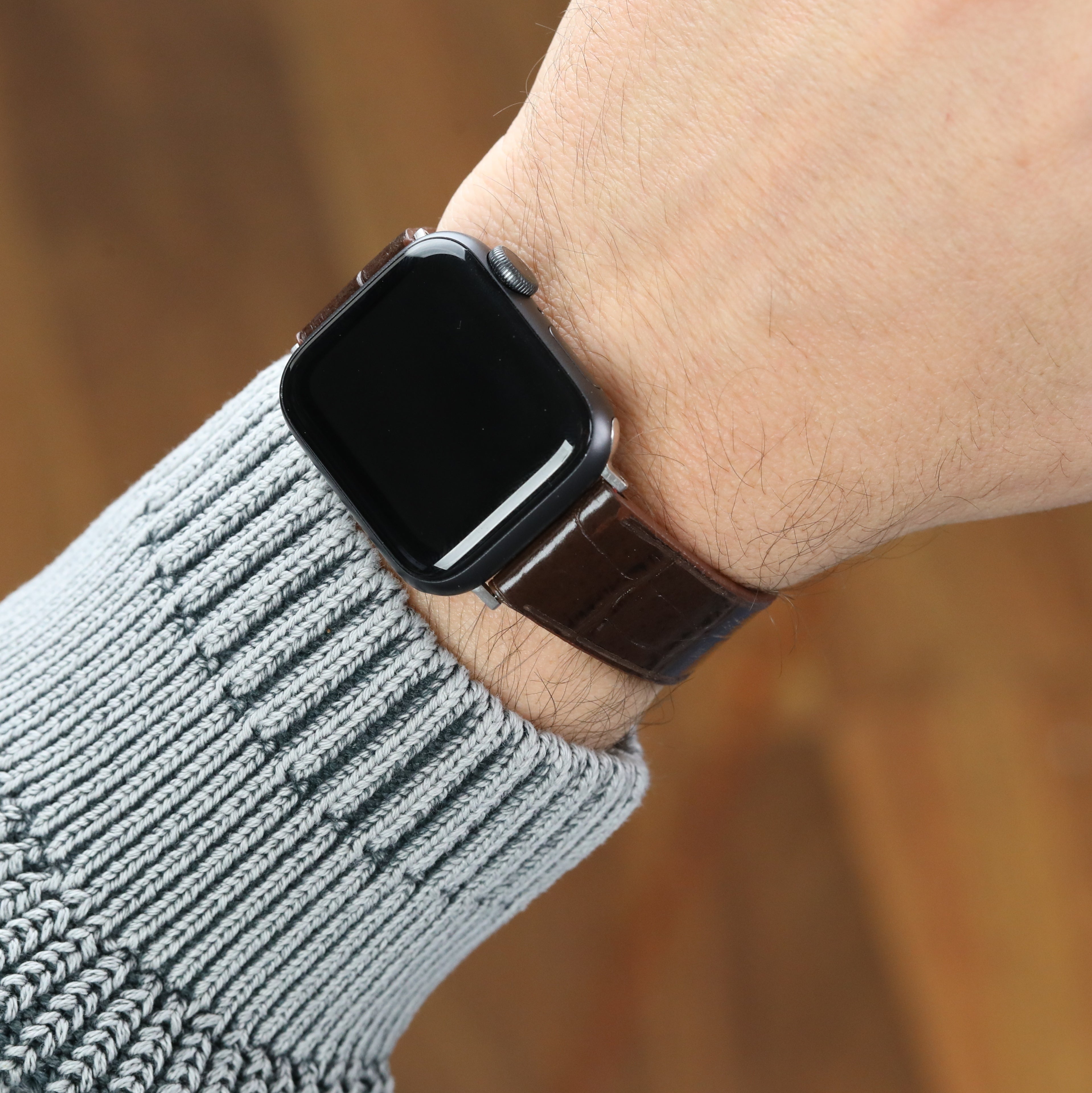 Apple Watch Compatible Leather Strap - Brown