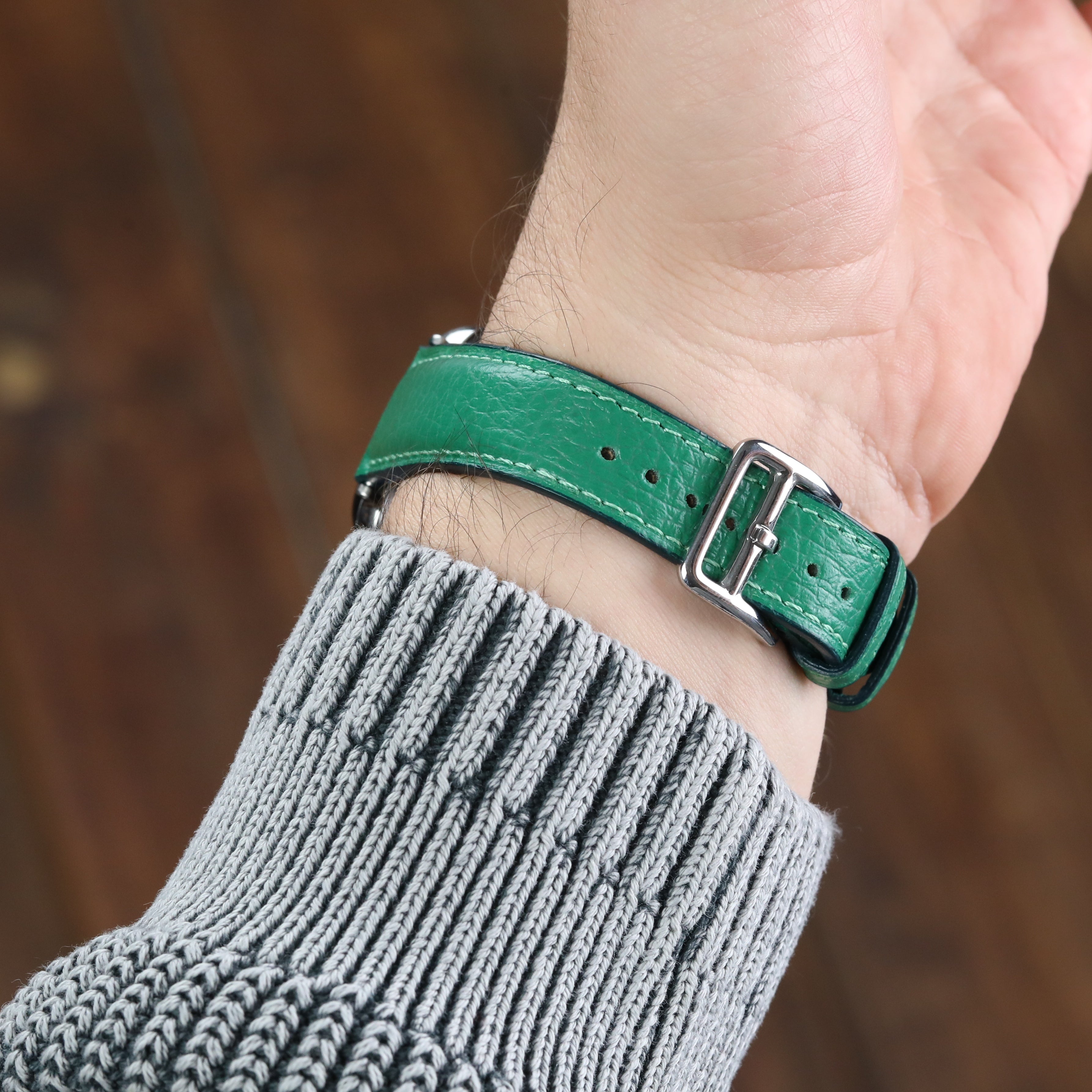 Apple Watch Compatible Leather Strap - Green
