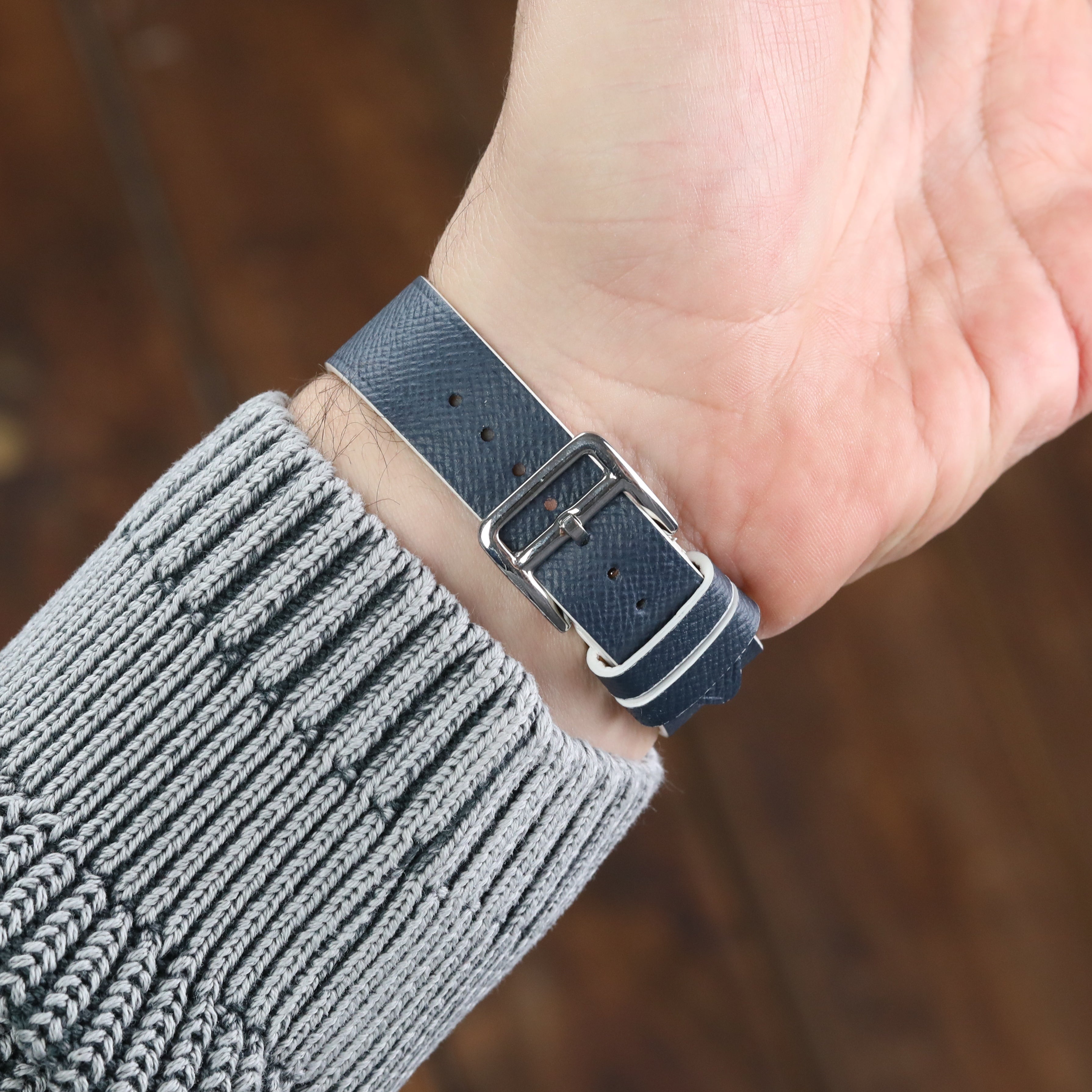 Apple Watch Compatible Leather Strap - D. Blue