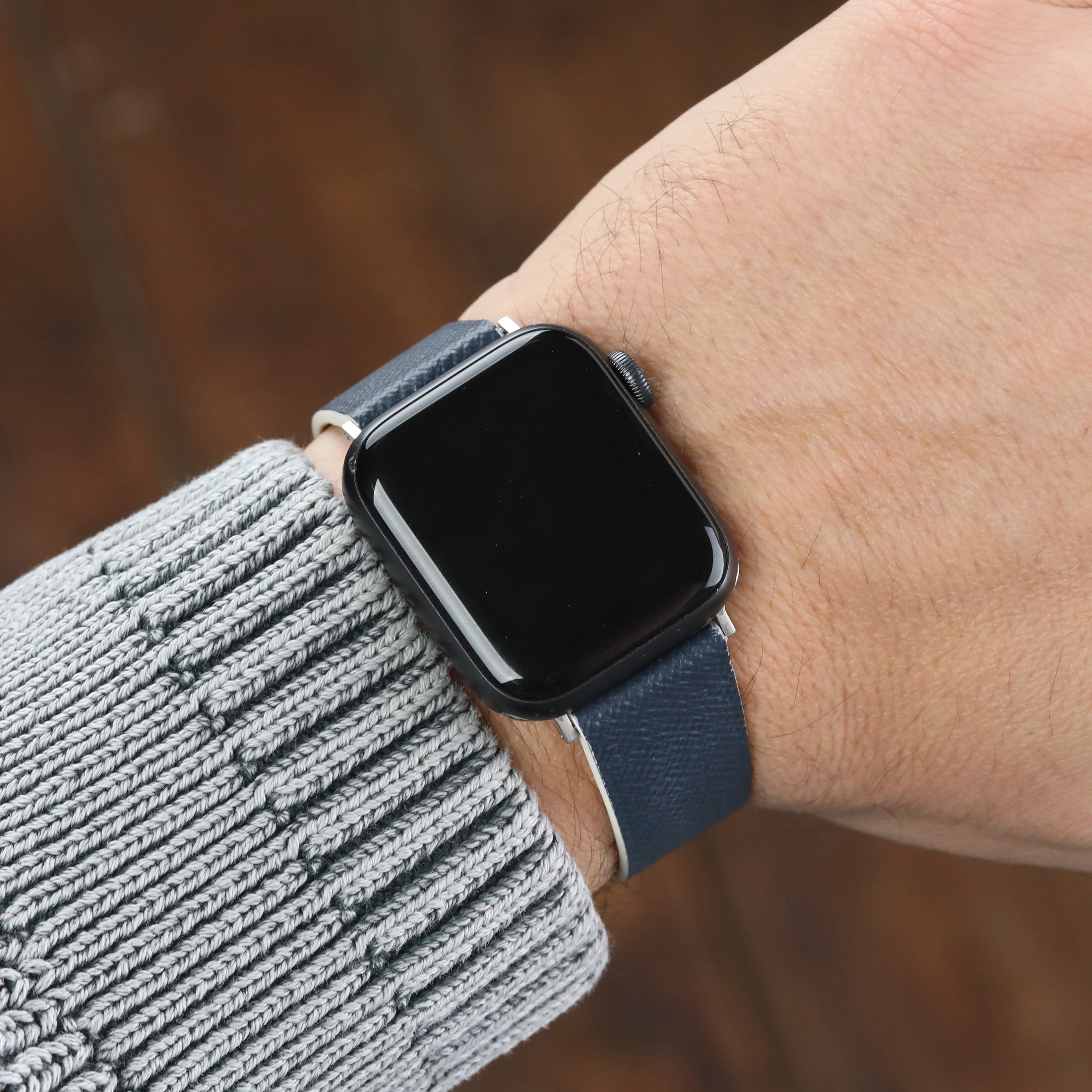 Apple Watch Compatible Leather Strap - D. Blue