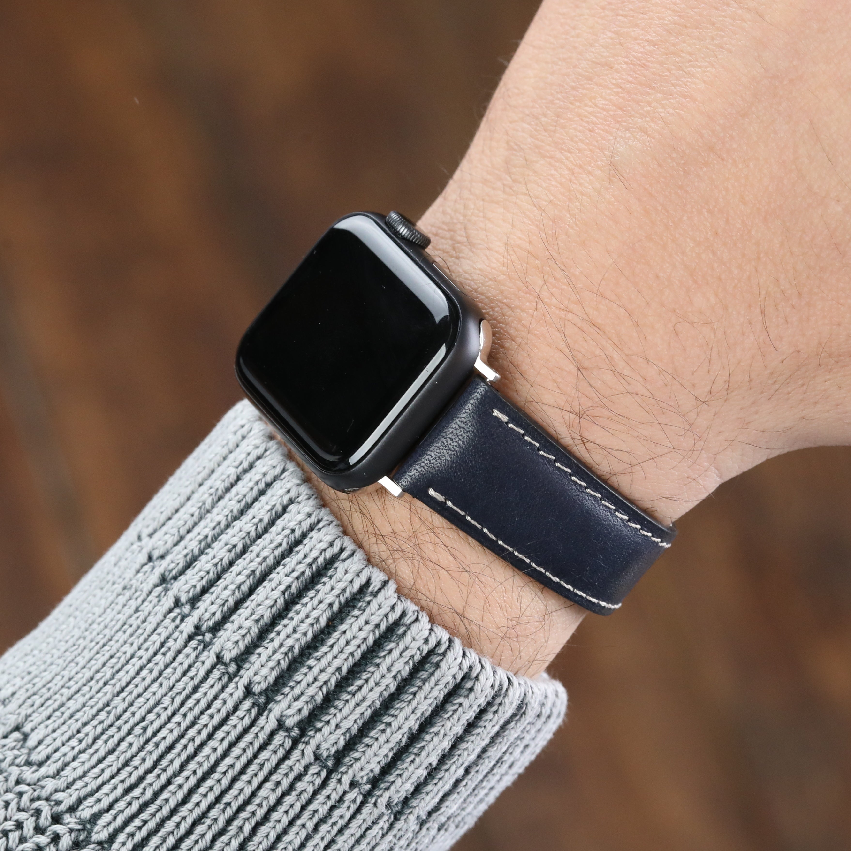 Apple Watch Compatible Leather Strap - D. Blue