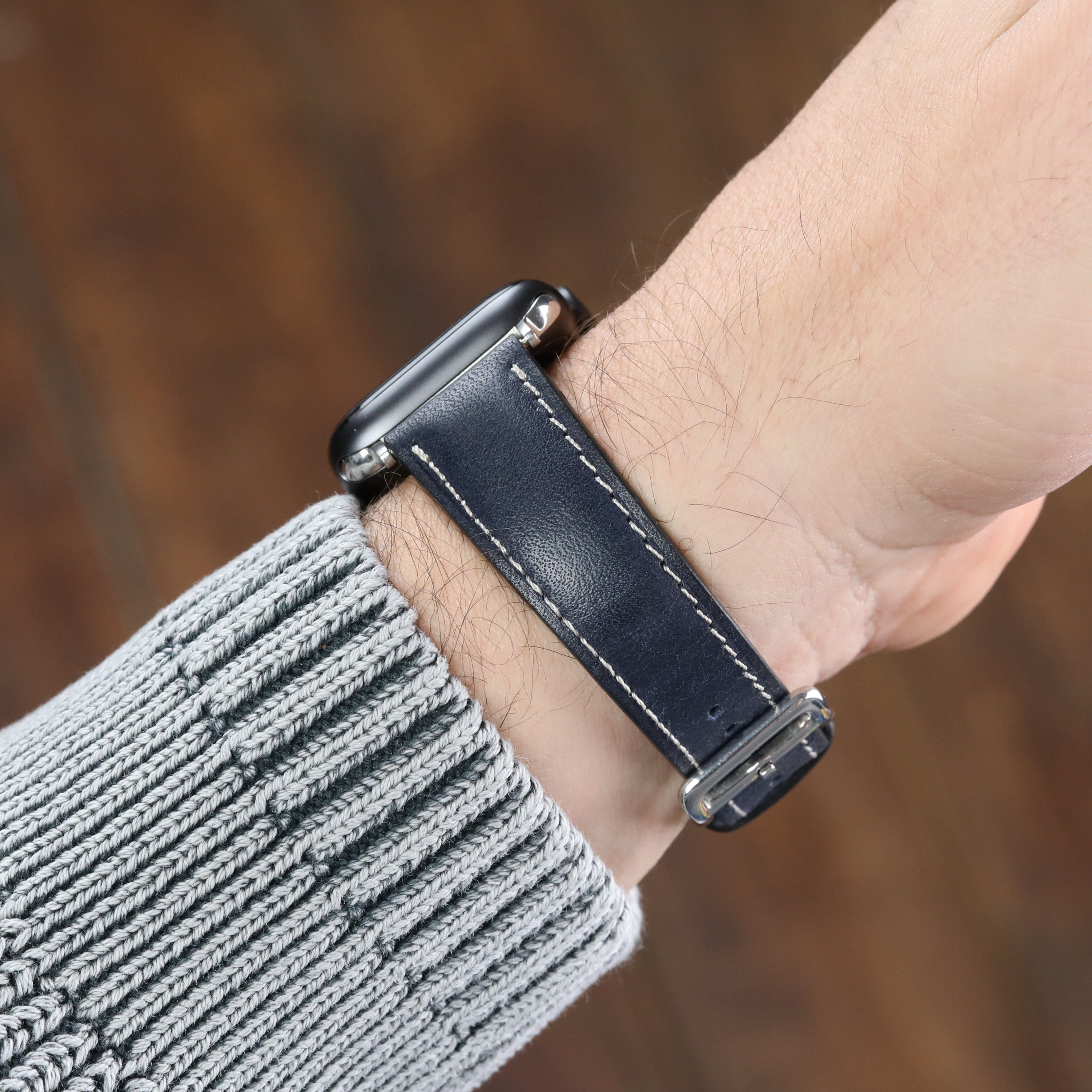 Apple Watch Compatible Leather Strap - D. Blue