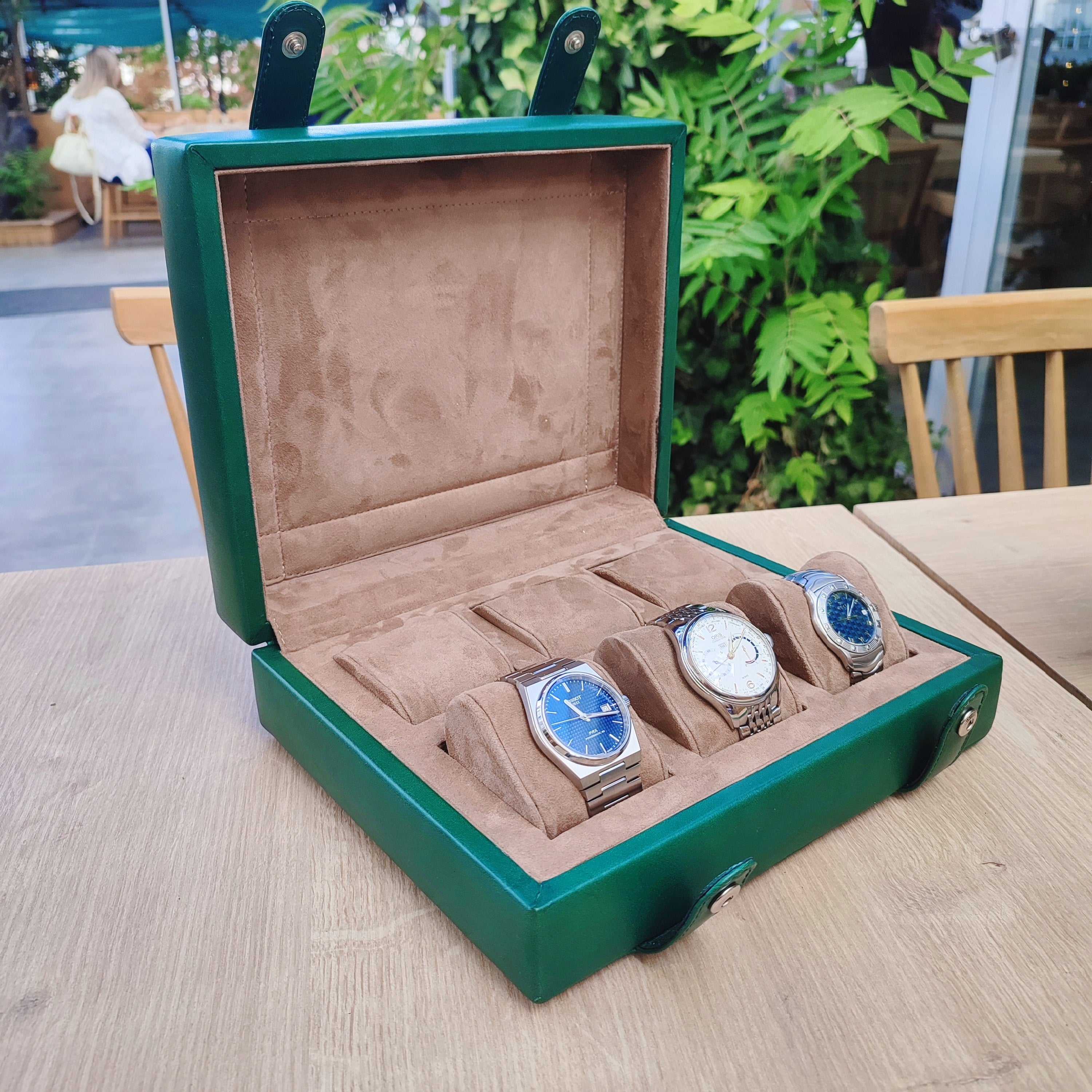 Leather Watch Box for 6 / Green