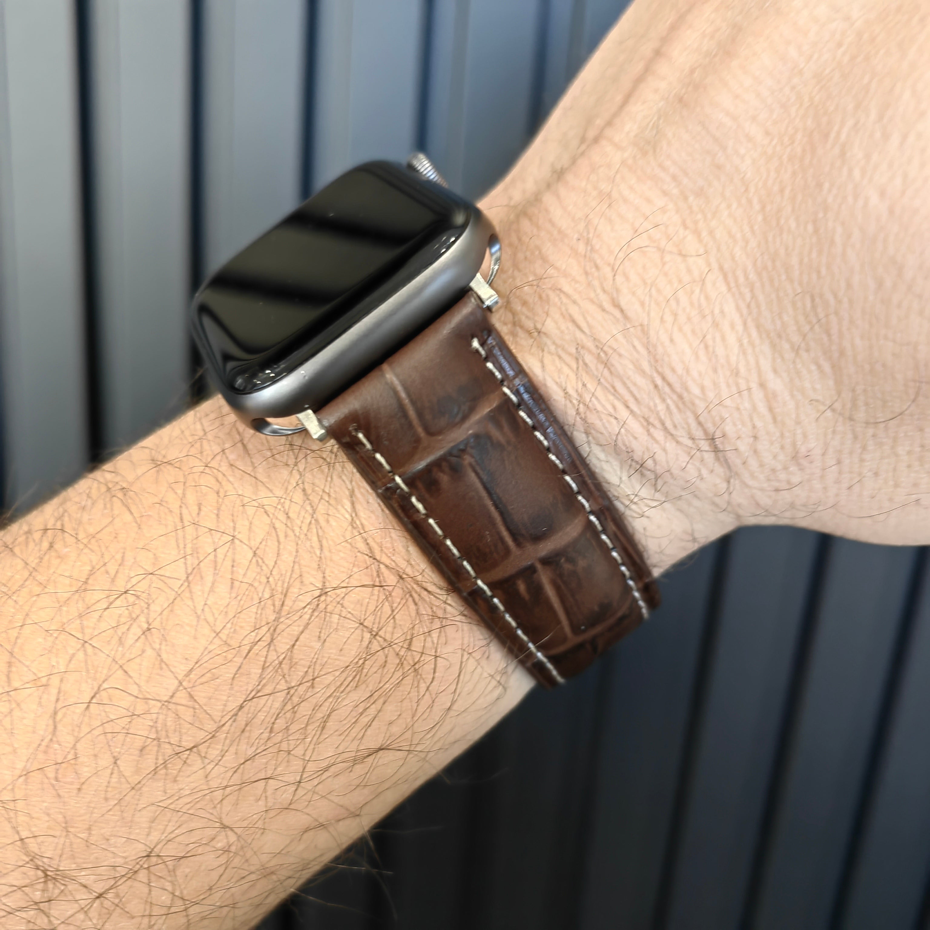Apple Watch Compatible Leather Strap -  Brown