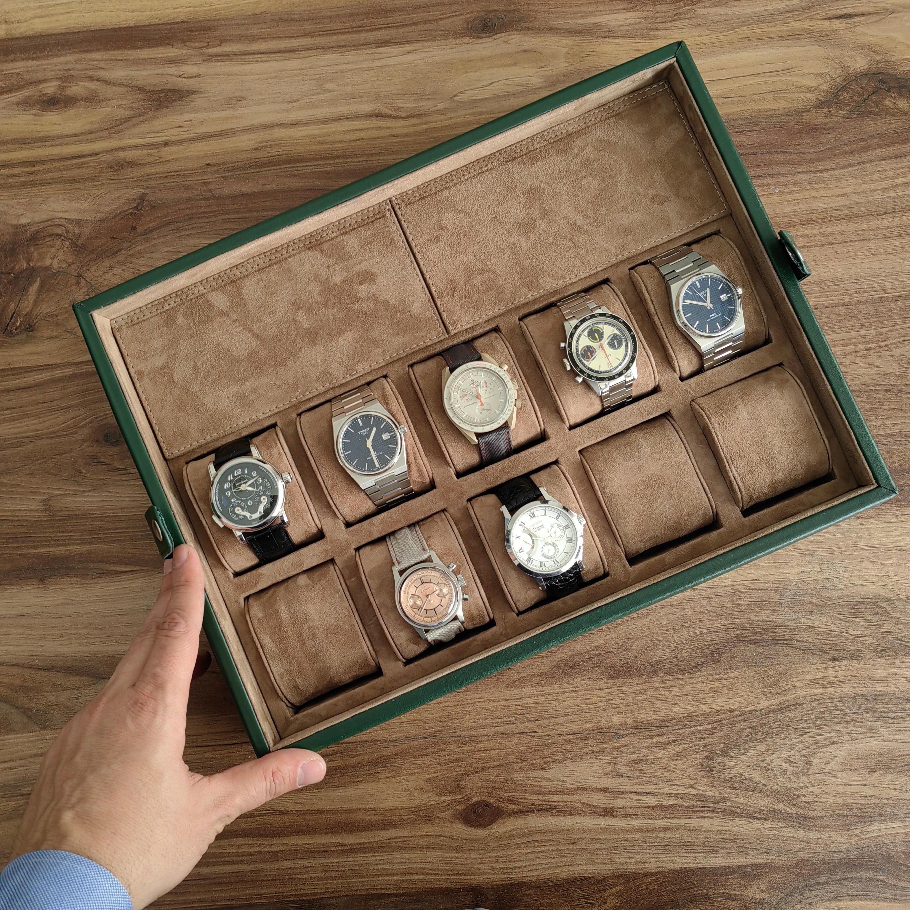 Leather Watch Box for 10  / Green