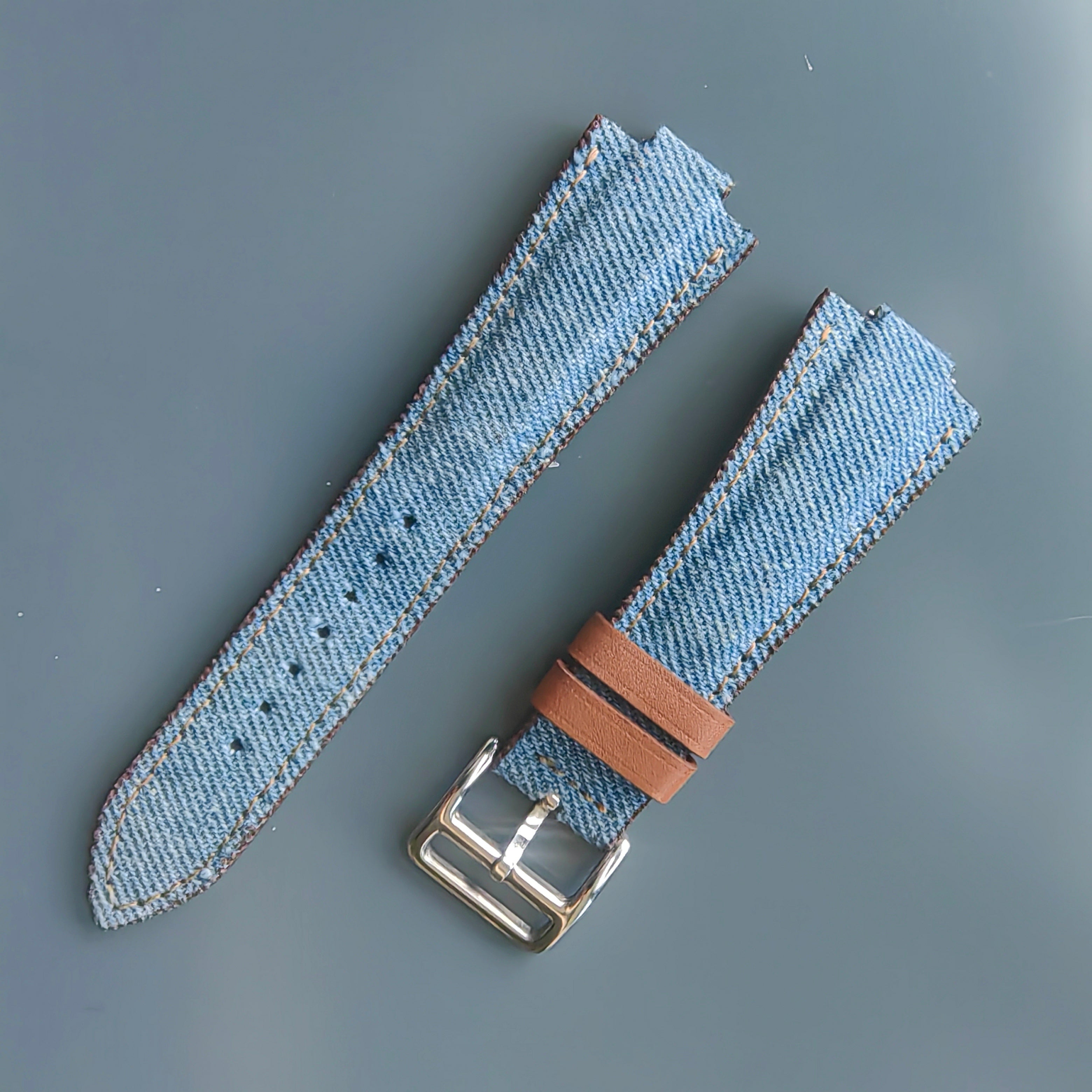 Tsuyosa Leather Watch Strap - denim