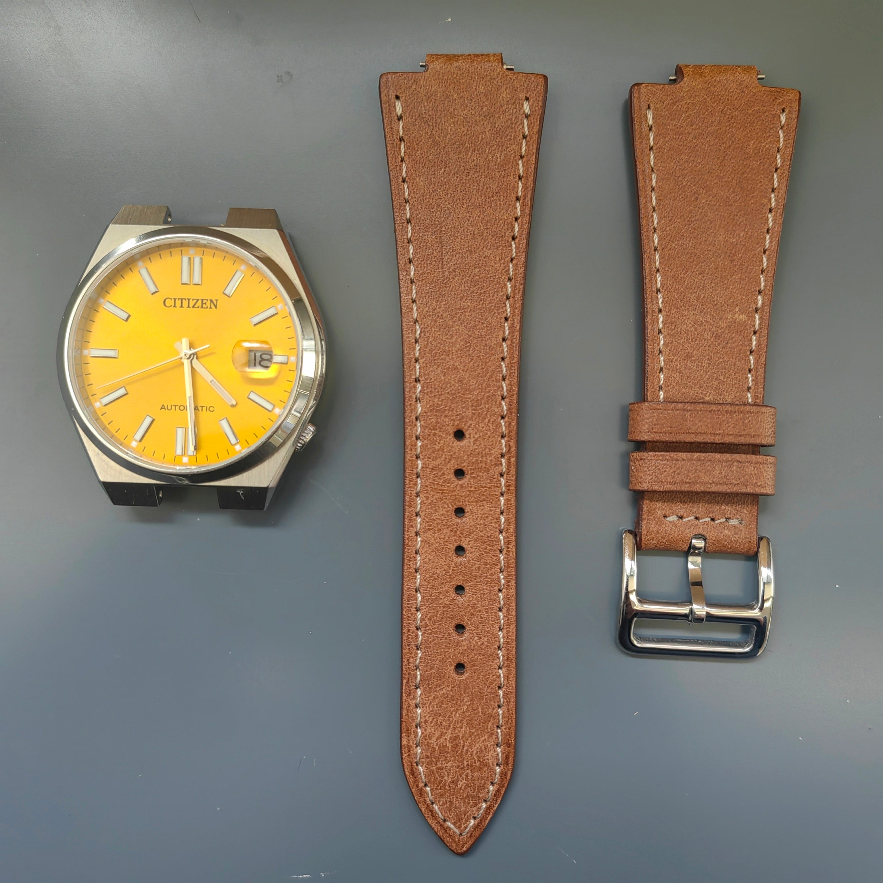 Tsuyosa Leather Watch Strap - L. Brown