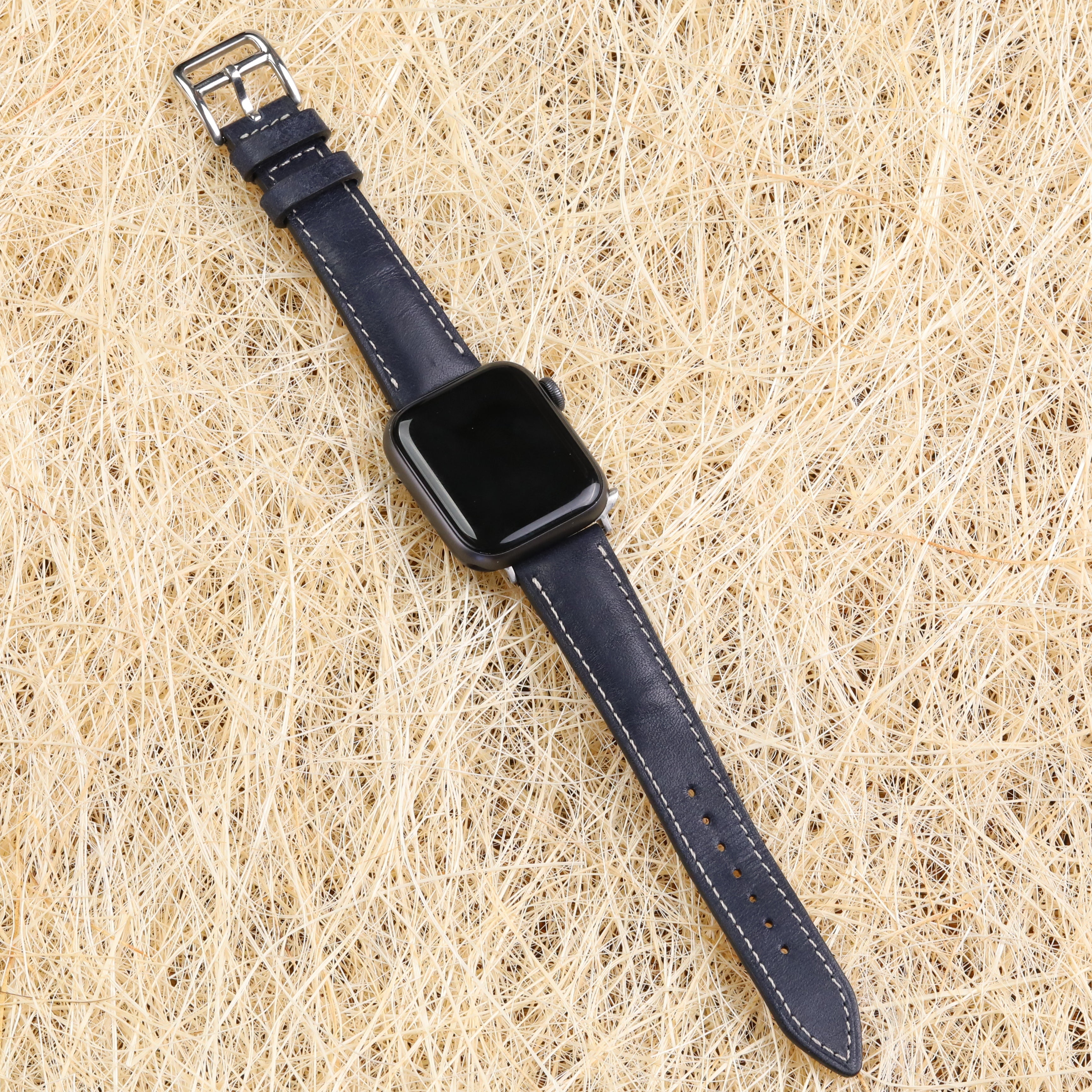 Apple Watch Compatible Leather Strap - D. Blue