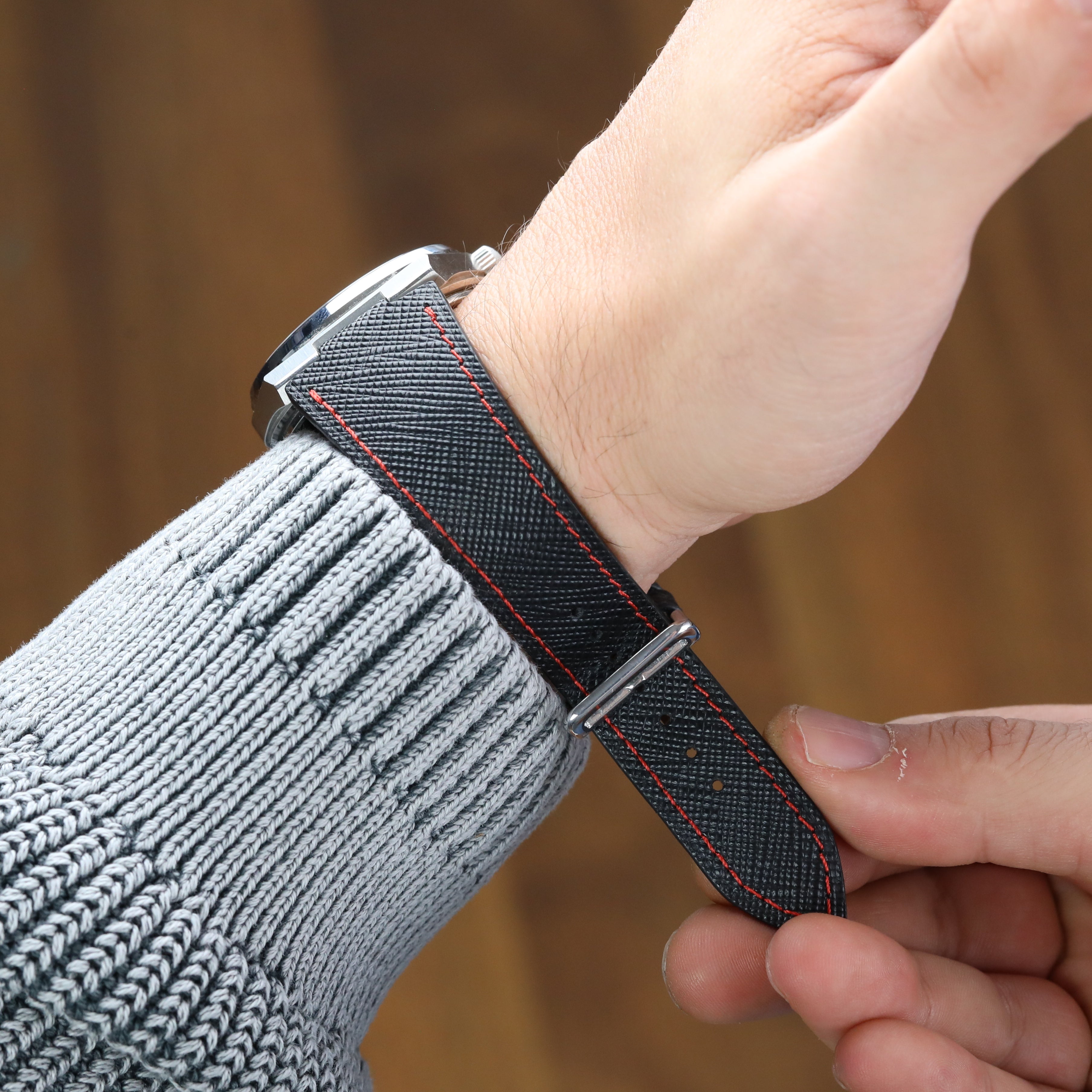 Prx Leather Strap - Black / Red